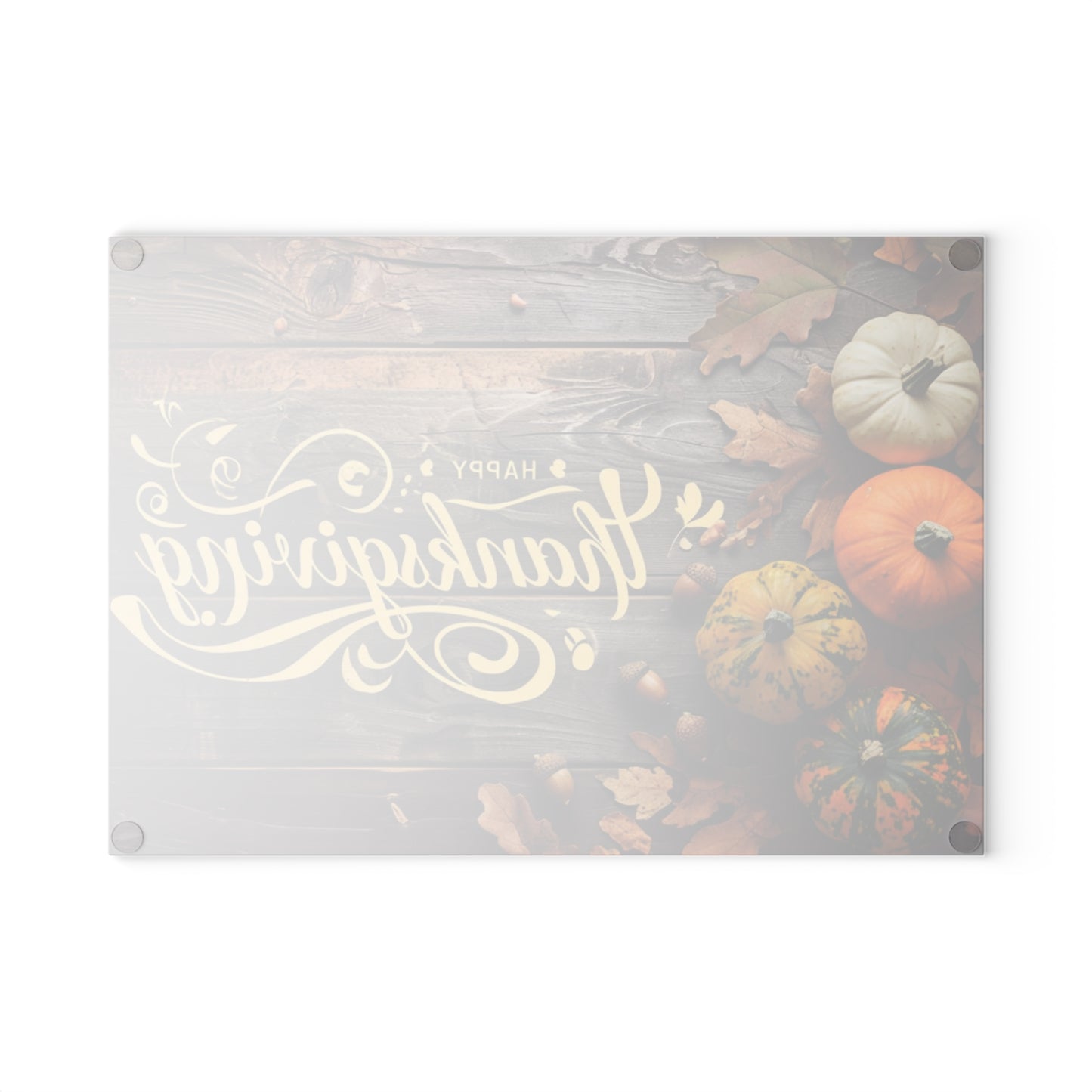 Thanksgiving Glass Cutting Board — Autumn Pumpkins & 'Happy Thanksgiving' Decorative Chopping Board