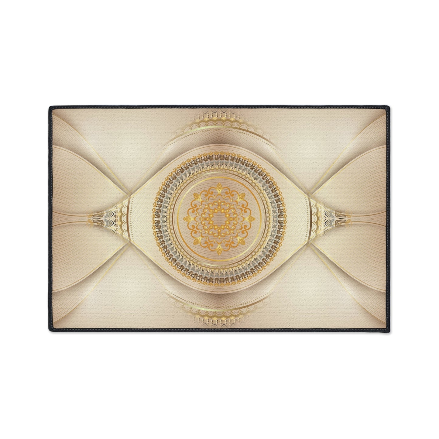 Decorative Heavy Duty Floor Mat — Elegant Gold Mandala Design