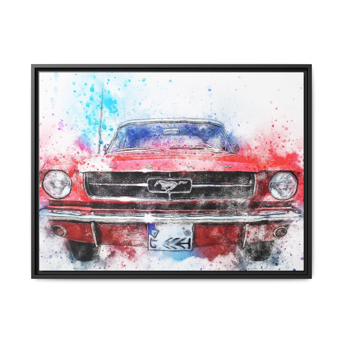 Matte Canvas, Framed Mustang Car