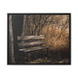 Framed Matte Canvas Print — Autumn Park Bench Photography