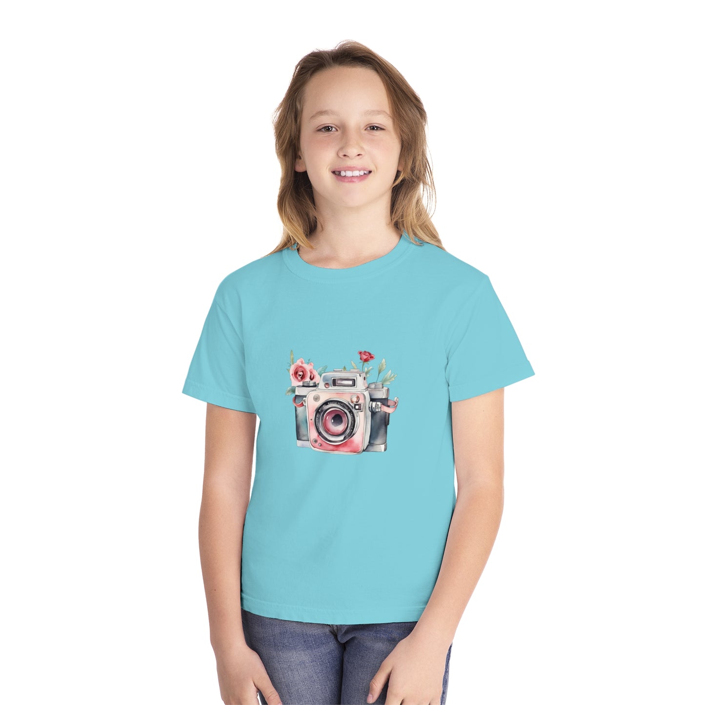 Floral Camera Youth Tee, Cute Teen Shirt