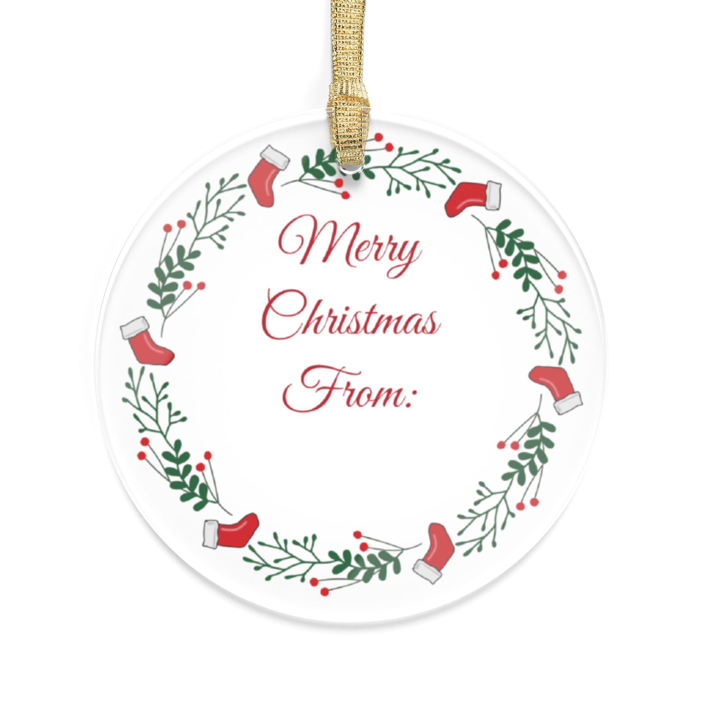 Merry Christmas From Wreath Acrylic Ornament — Personalized Holiday Decoration