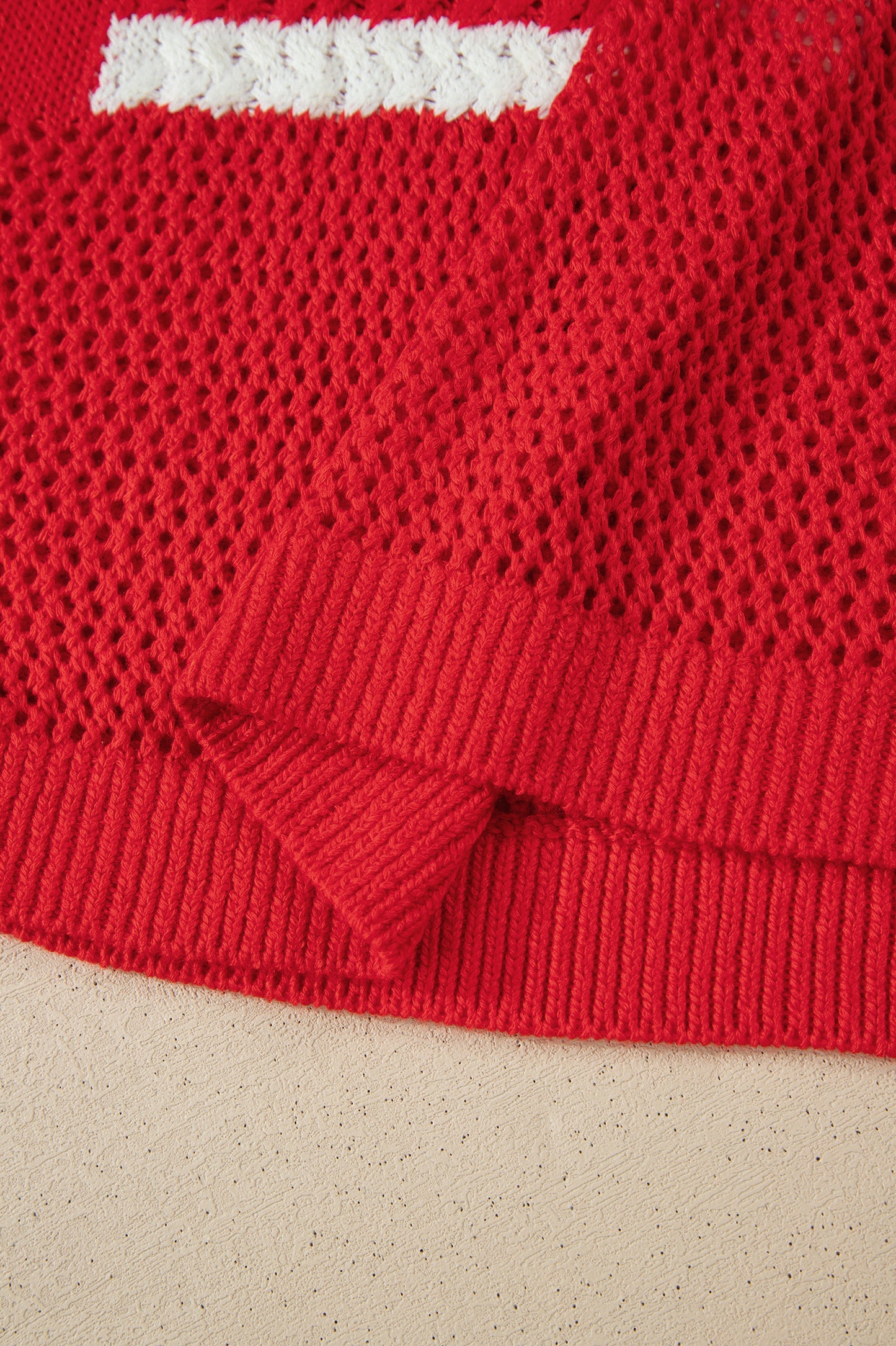 Fiery Red Flag Graphic Short Sleeve Sweater Top