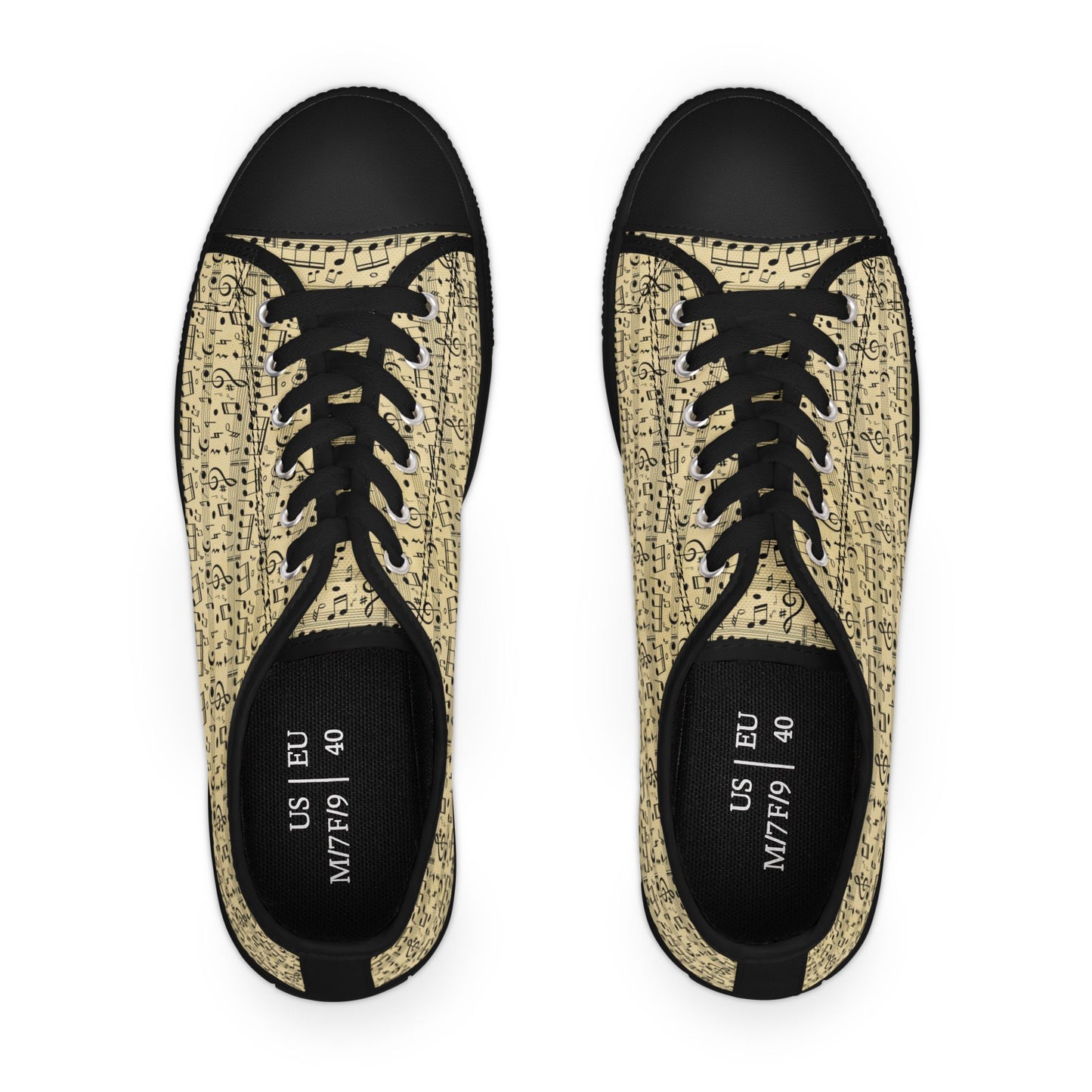 Music Sheet Low Top Sneakers — Vintage Sheet Music Print Tennis Shoes