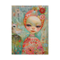 Whimsical Girl & Bird Matte Canvas Wall Art — Stretched Decorative Painting
