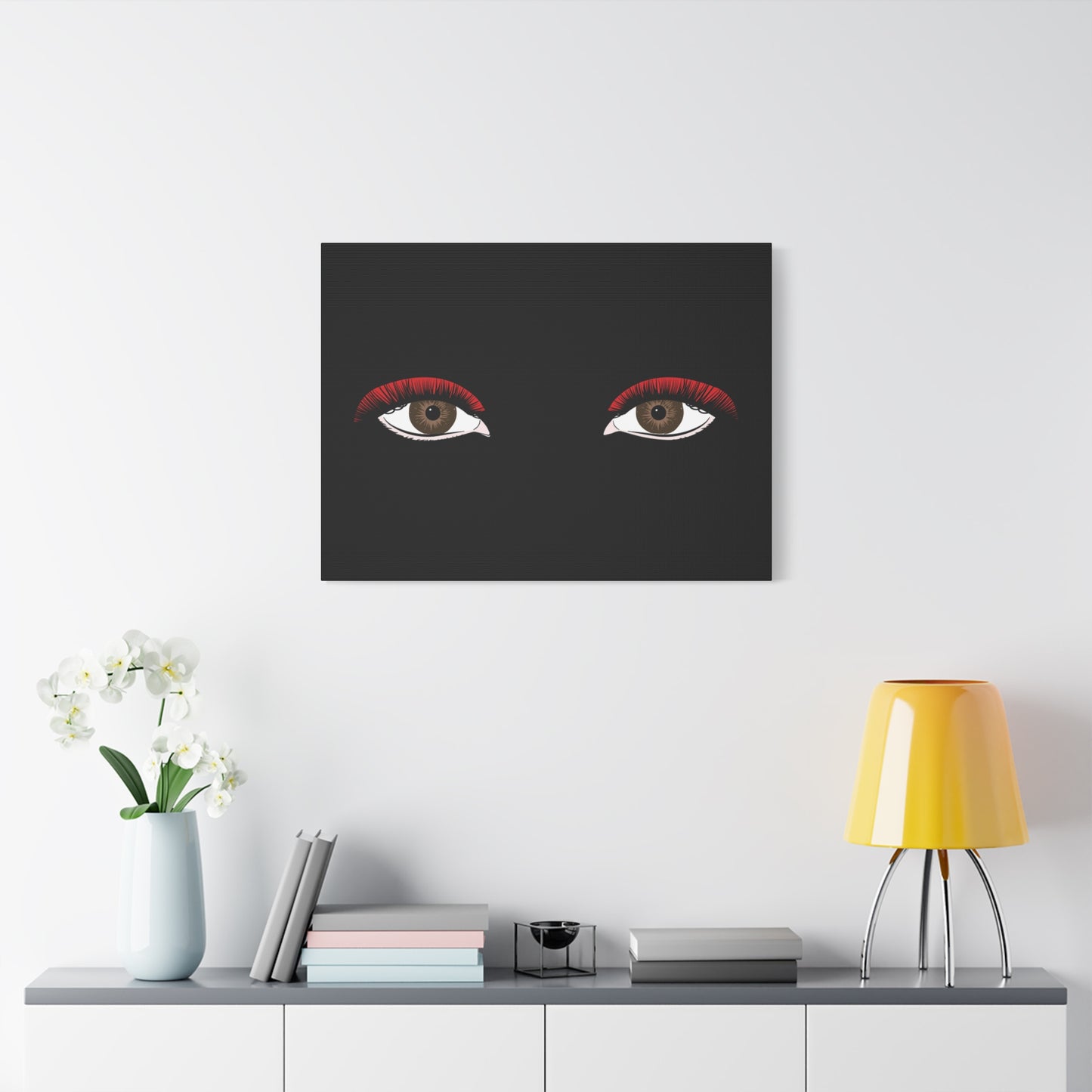 Red Lashes Wall Art Canvas — Glam Eyes Makeup Decor