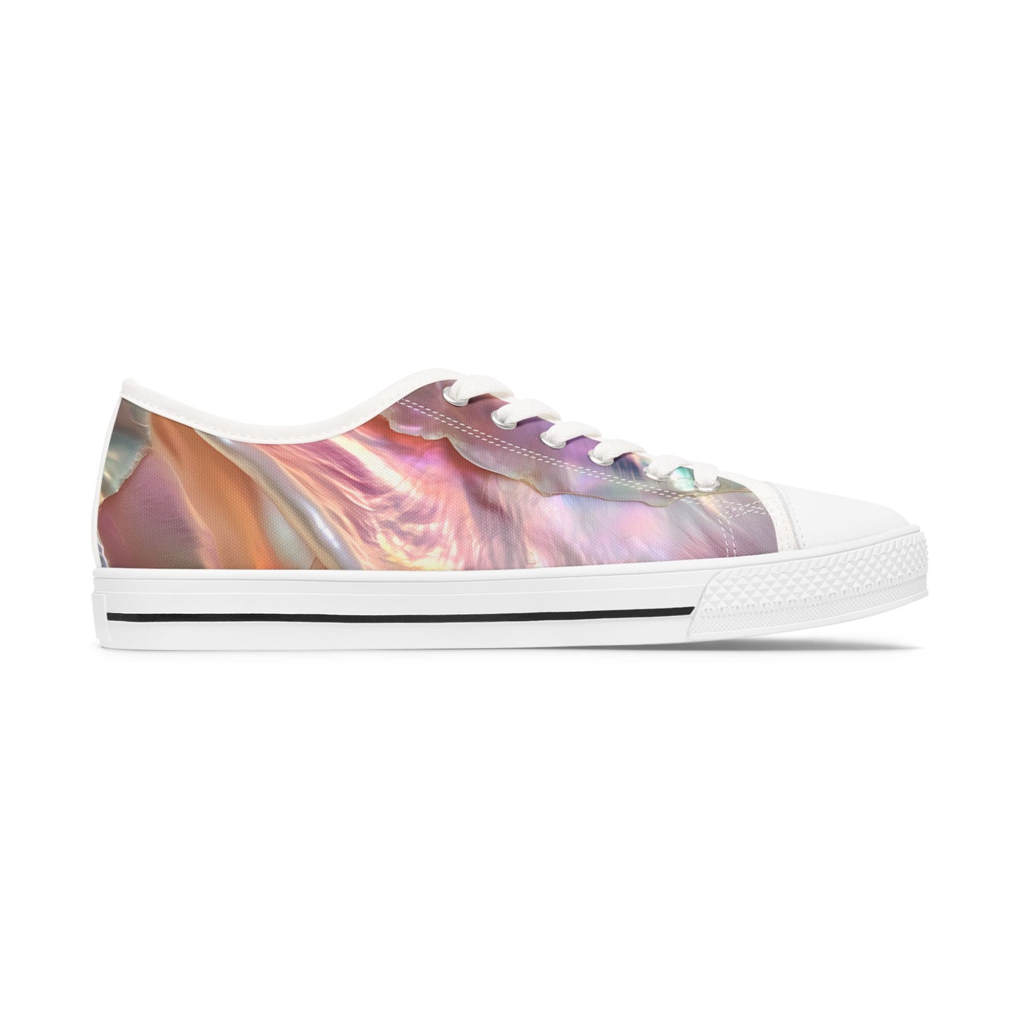 Low Top Sneakers — Iridescent Pearl Swirl Casual Shoes