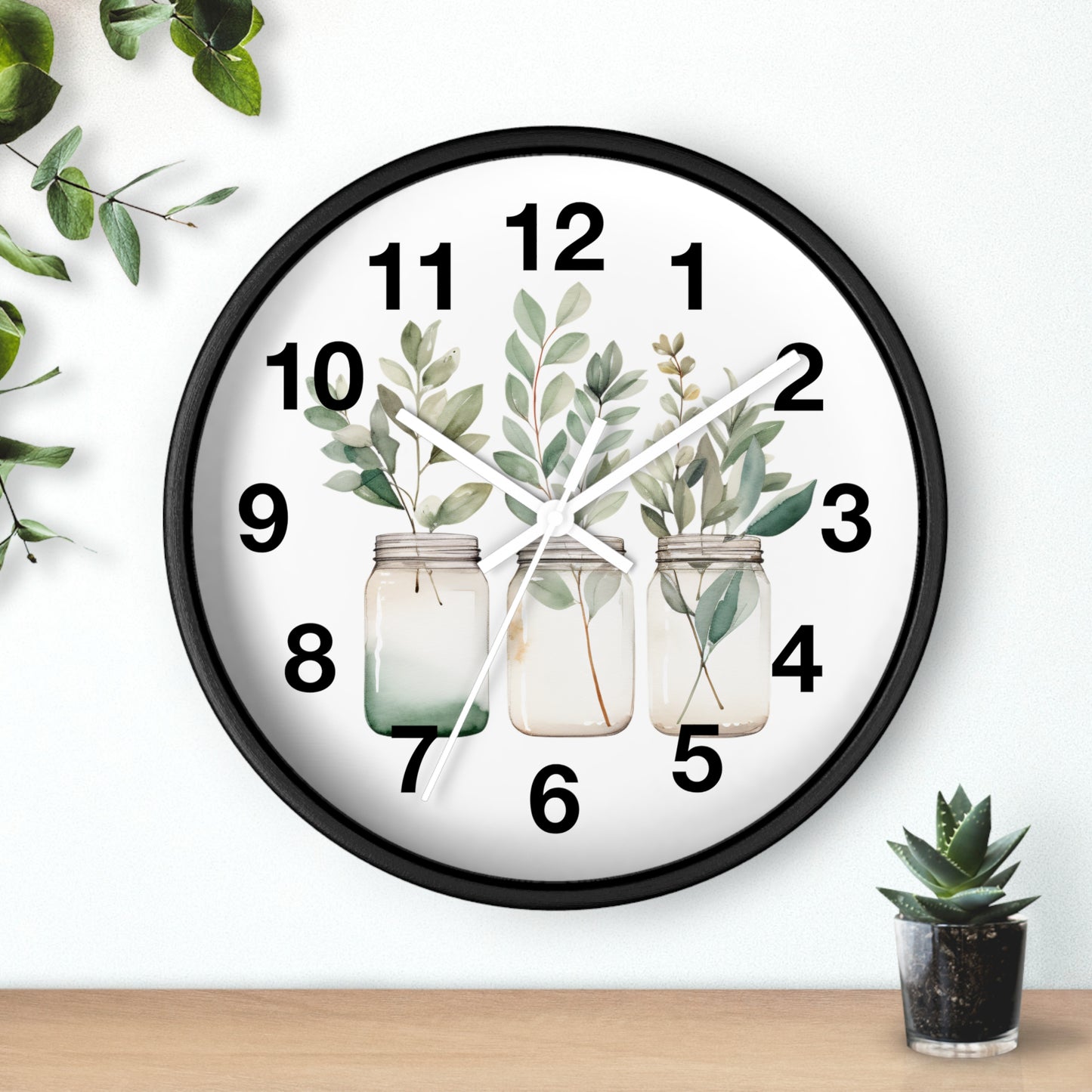 Botanical Wall Clock - Home Decor, Gift for Plant Lovers, Modern Art, Housewarming, Eco-Friendly Design