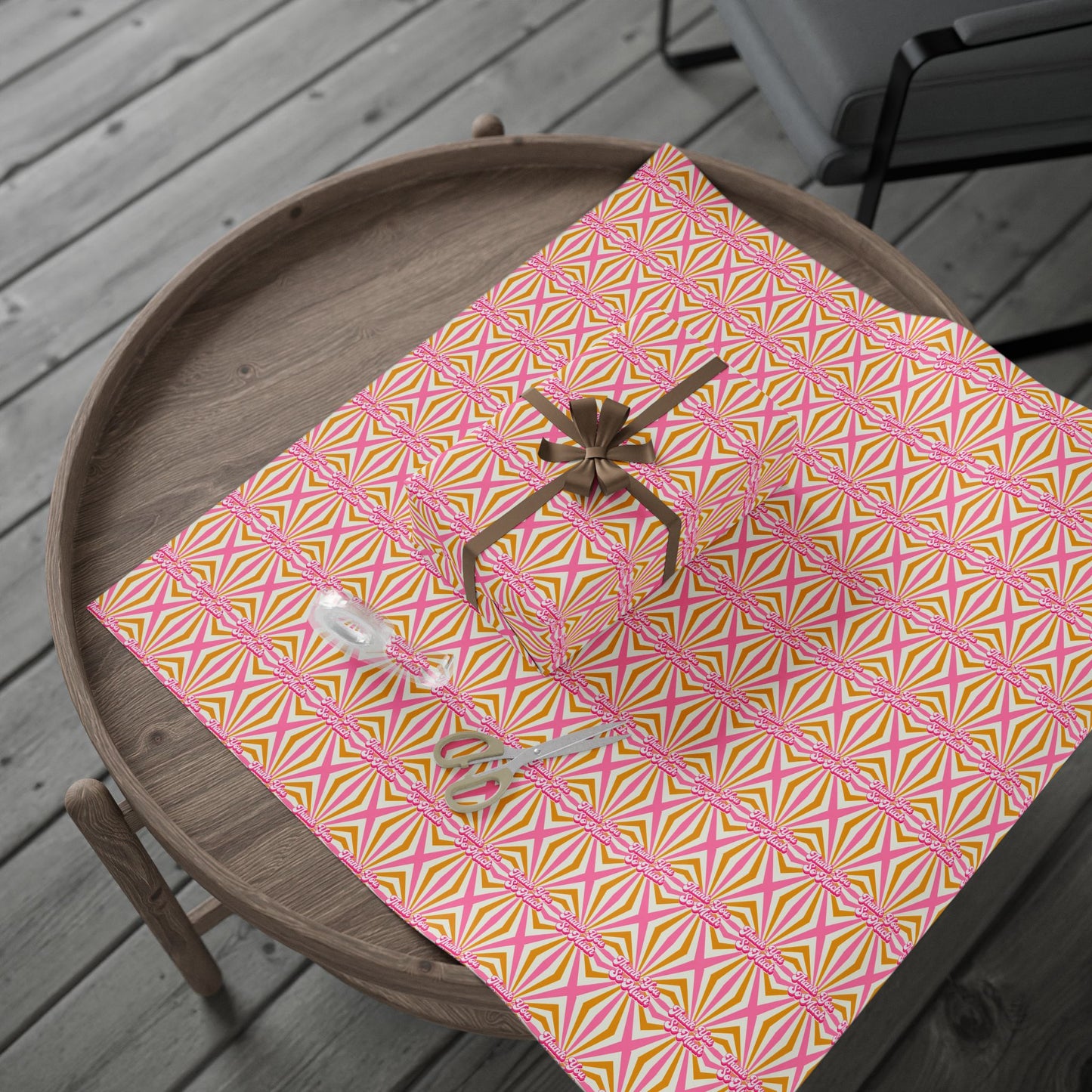 Retro Swirl "Thank You" Wrapping Paper