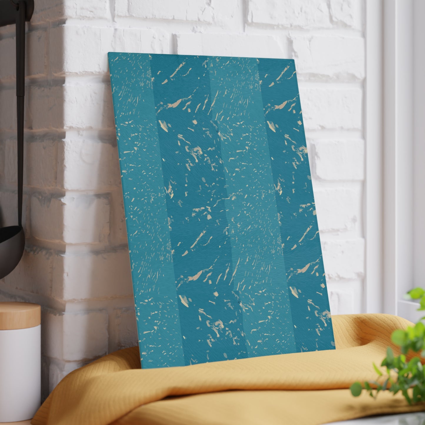 Teal Marble Stripes Glass Cutting Board — Decorative Kitchen Chopping Board