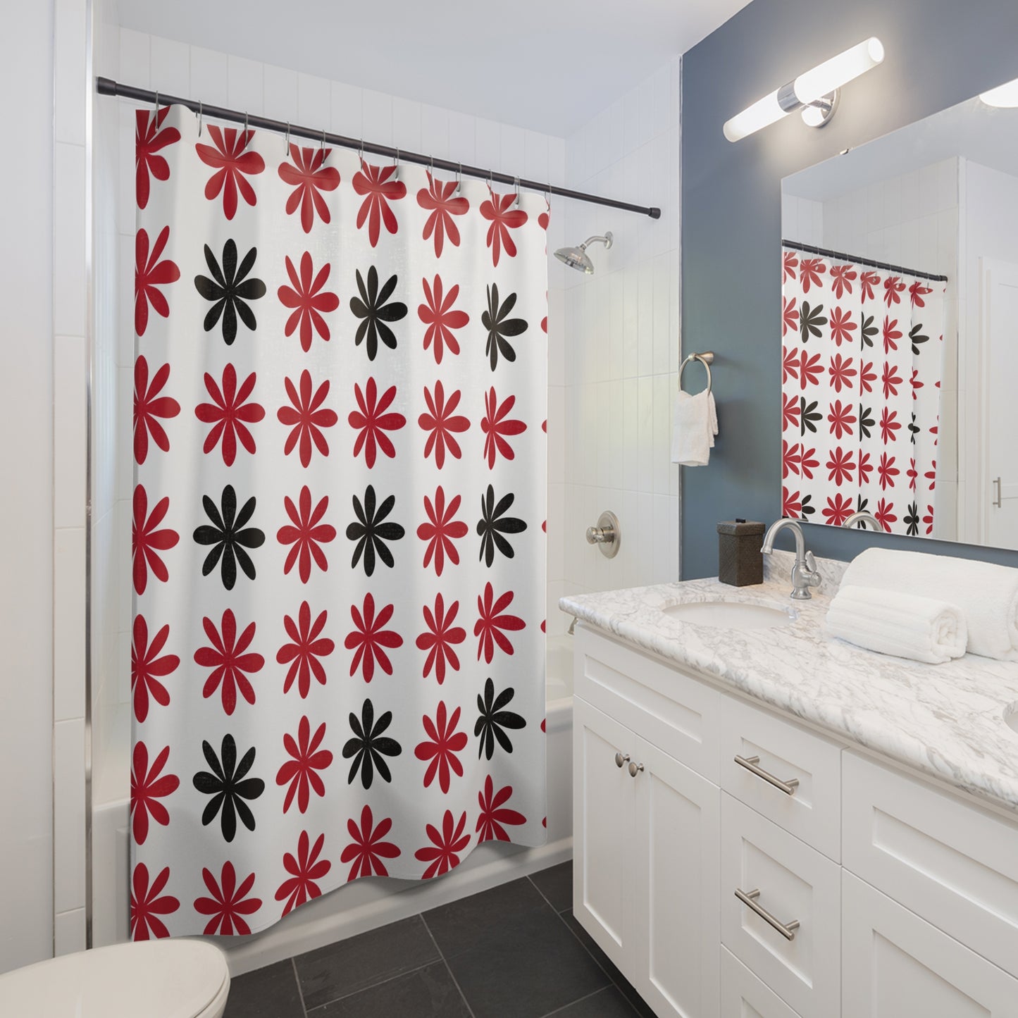 Bold Floral Shower Curtains - Retro Chic Decor, Bathroom Accessories