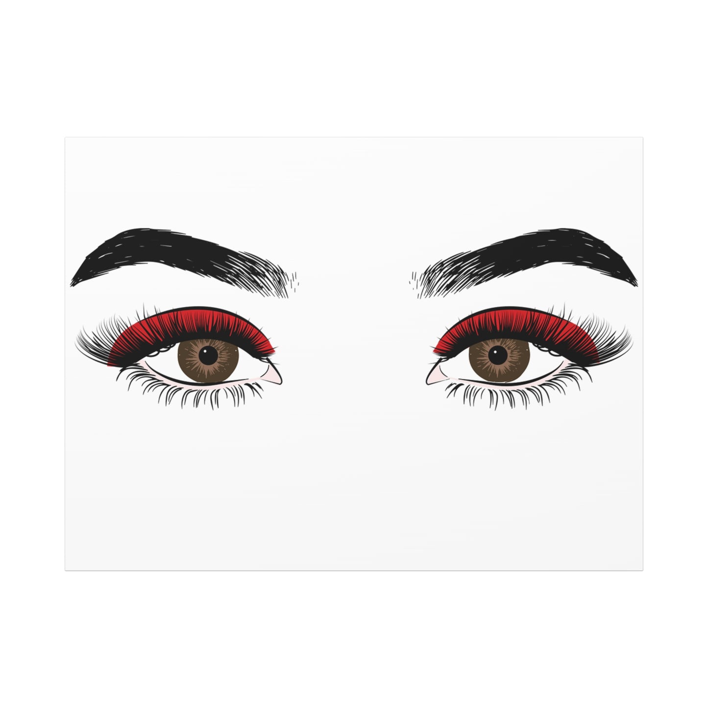 Red Lashes Wall Art Canvas — Glam Eyes Makeup Decor