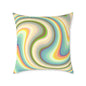 Swirl Retro Throw Pillow — Psychedelic Pastel Wave Decorative Cushion
