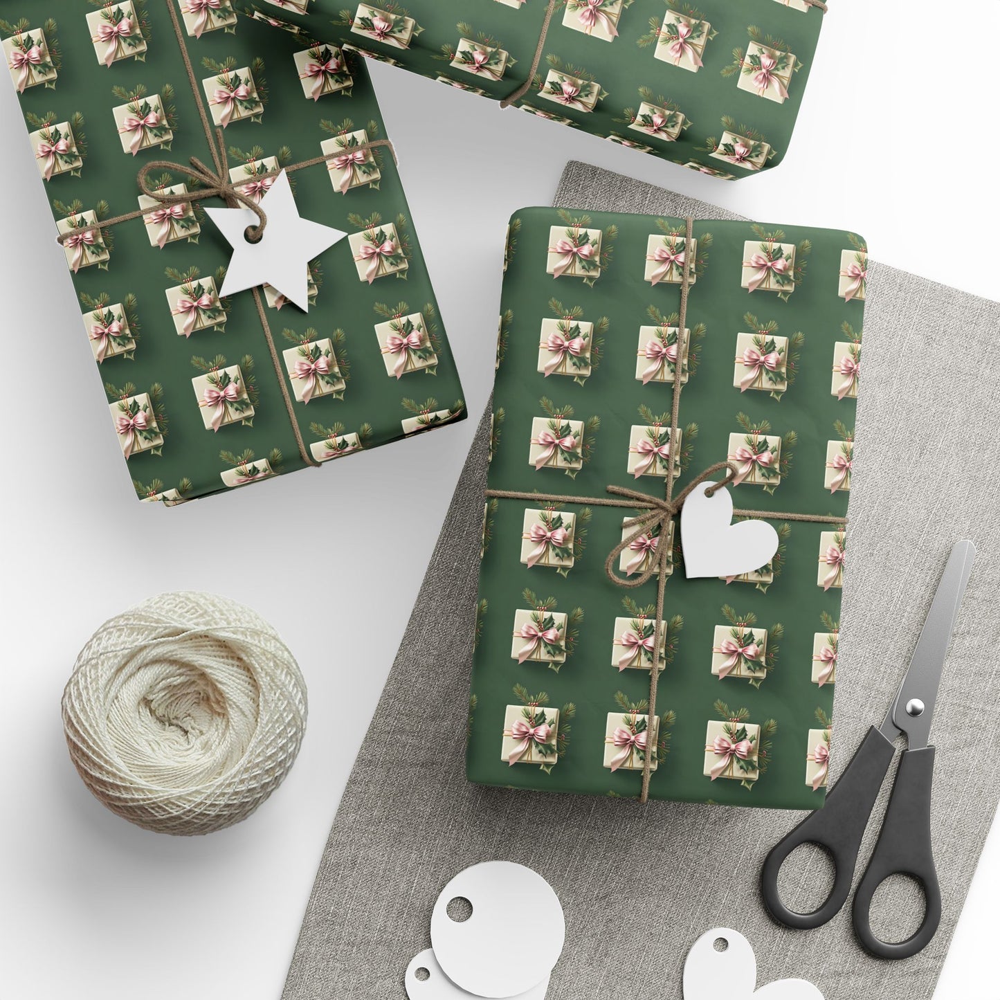 Holiday Floral Gift Wrap — Green Lily Pattern Wrapping Paper Roll