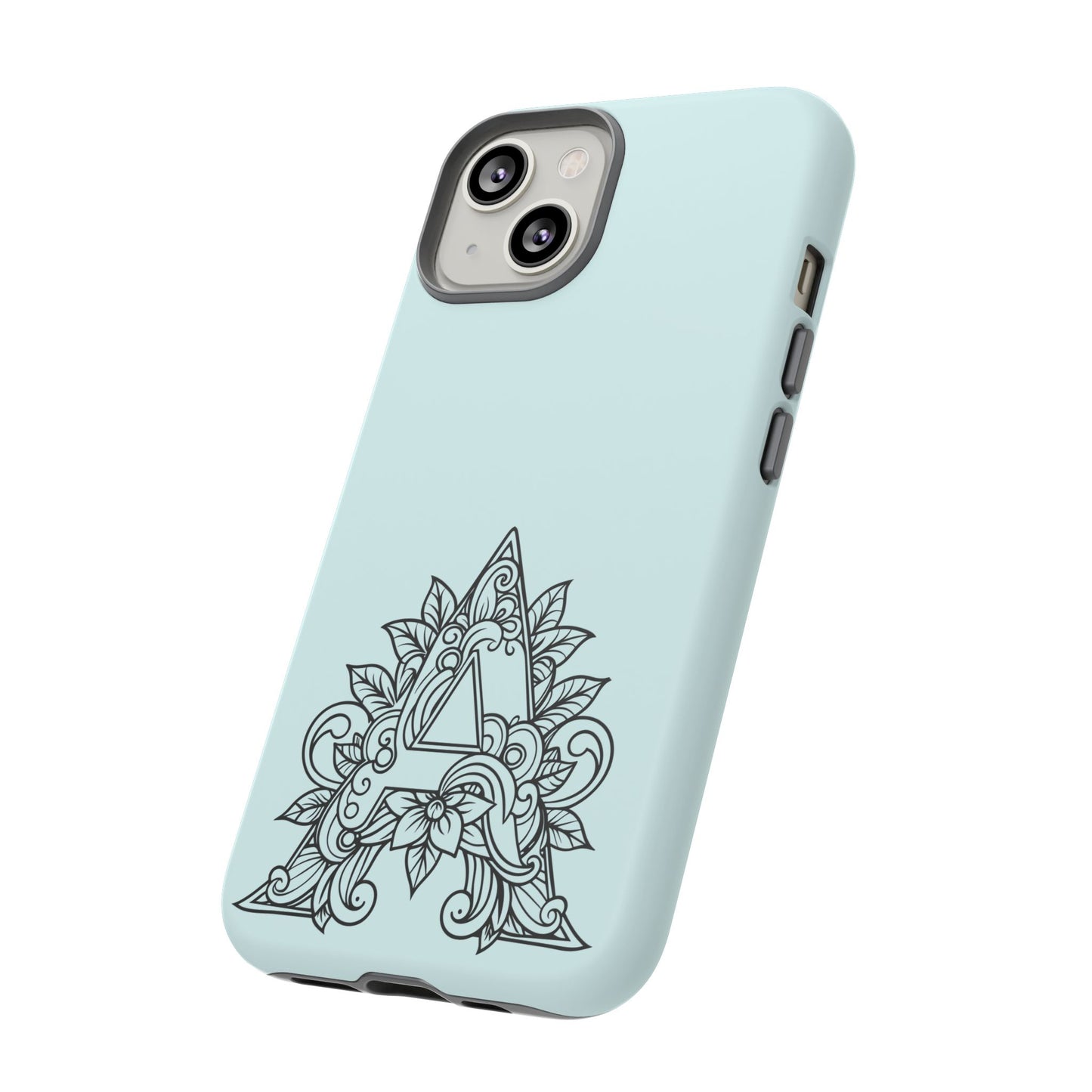 Personalized Tough Phone Case, Floral Monogram Cell Phone Cover, Custom Protective Case, Unique Gift, Birthday, Graduation