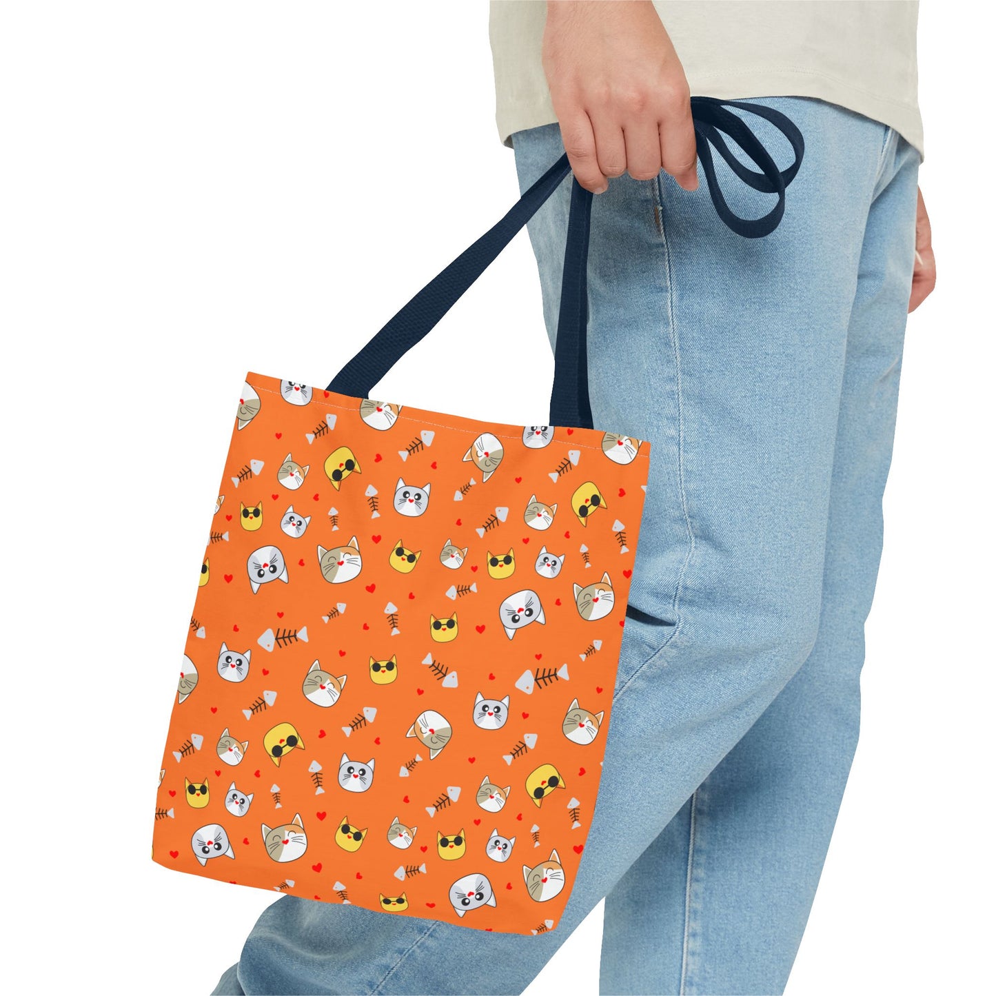 Cute Cat Pattern Tote Bag, Fun Shopping Bag