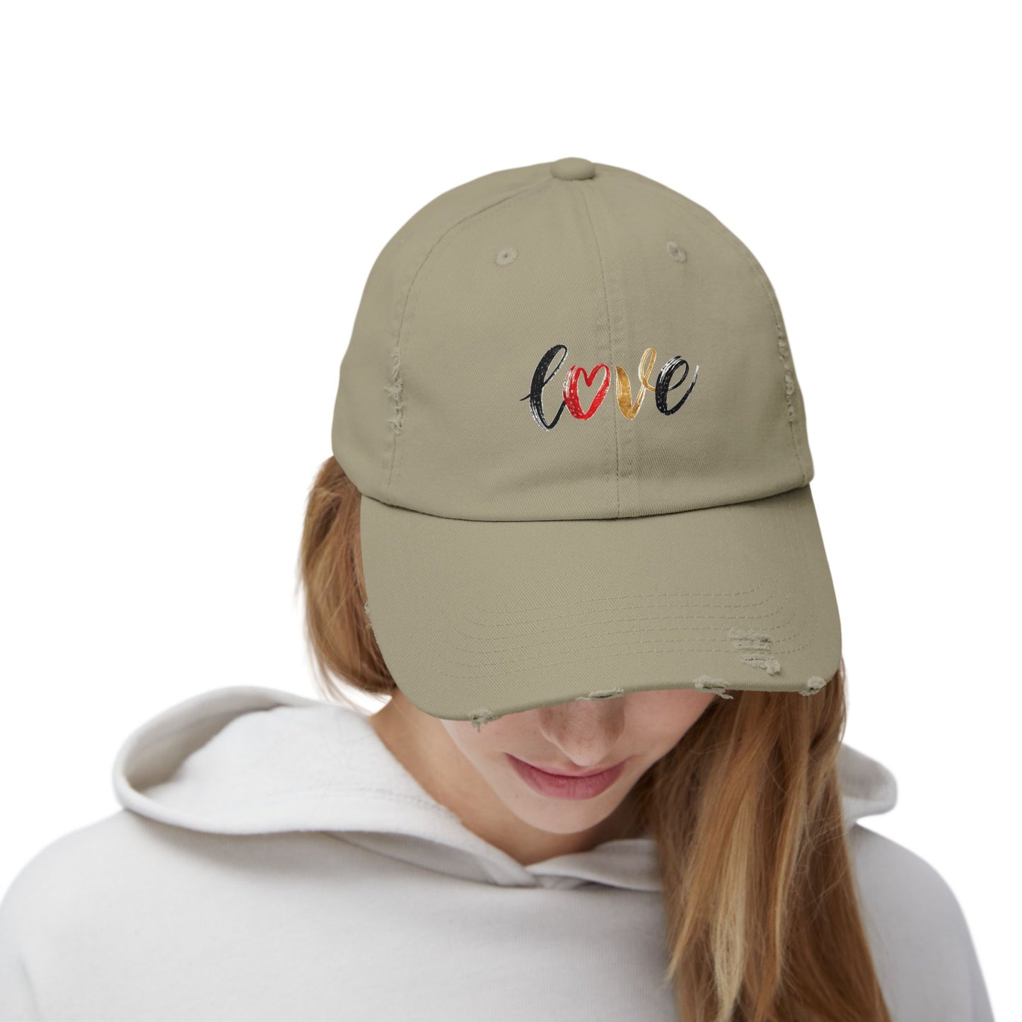 Distressed Love Cap - Casual Unisex Hat for Everyday Wear, Gift for Her, Summer Accessory, Trendy Streetwear, Distressed Cap
