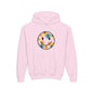 Youth Floral Hoodie – Orange & Teal Flower Circle Design