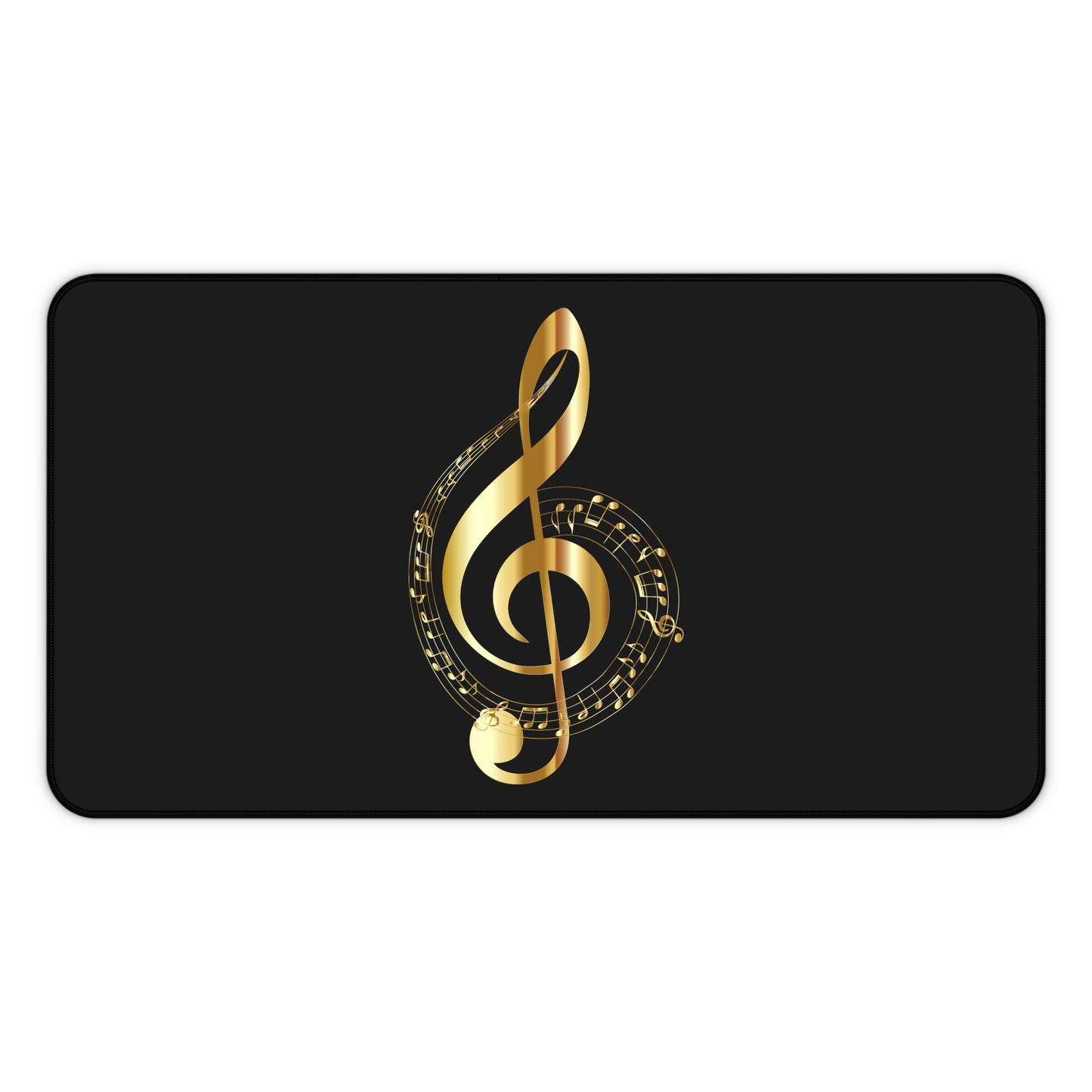 Gold Treble Clef Desk Mat — Elegant Musician Mouse Pad