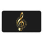 Gold Treble Clef Desk Mat — Elegant Musician Mouse Pad