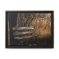 Framed Matte Canvas Print — Autumn Park Bench Photography