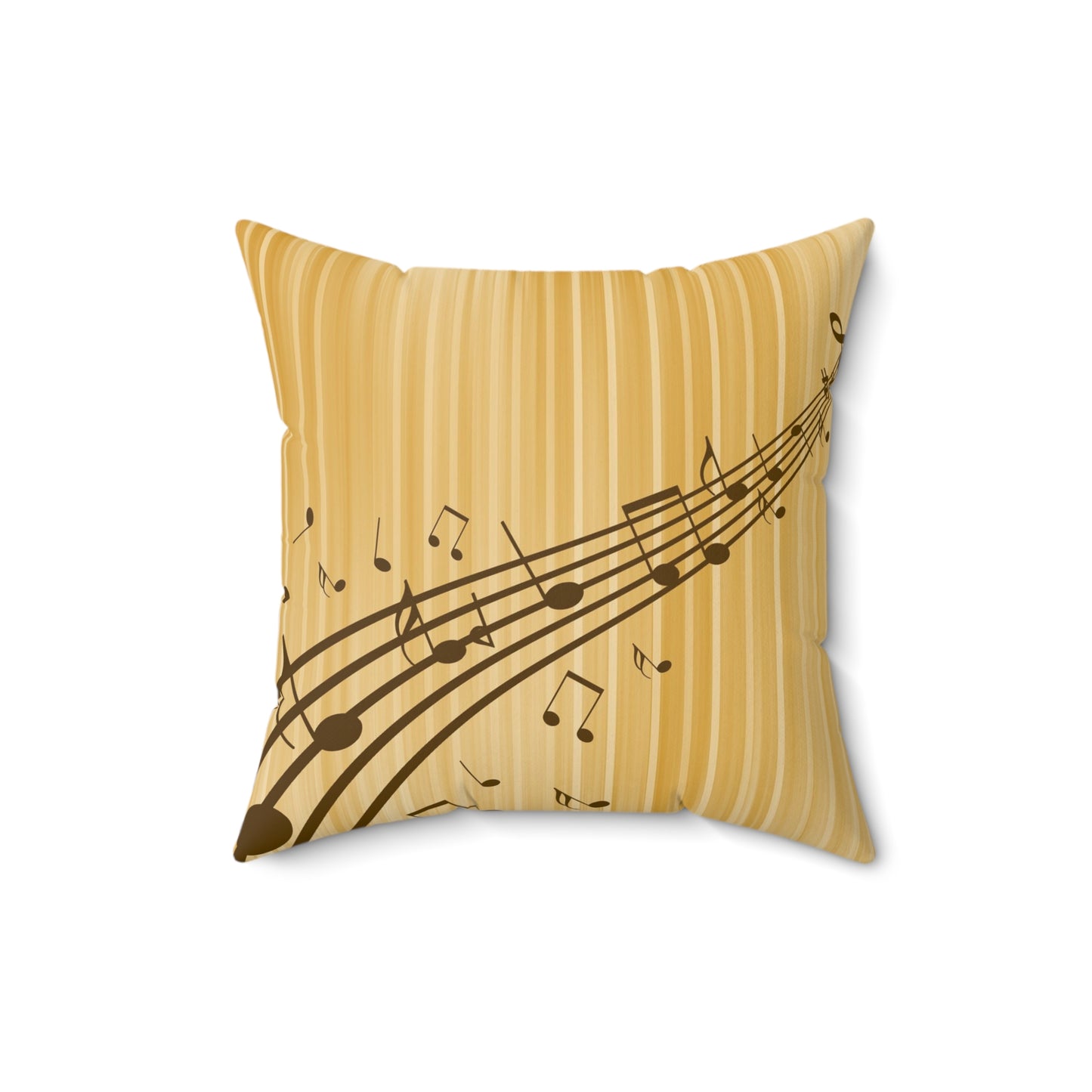 Music Notes Decorative Throw Pillow — Golden Sheet Music Accent Cushion