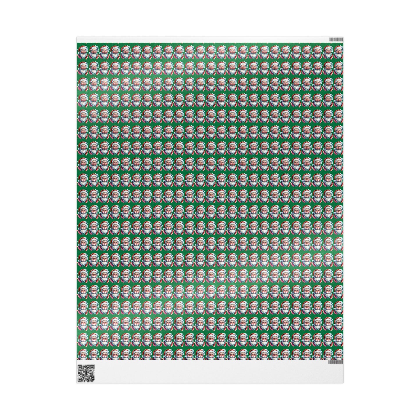 Santa Faces Green Christmas Wrapping Paper Roll