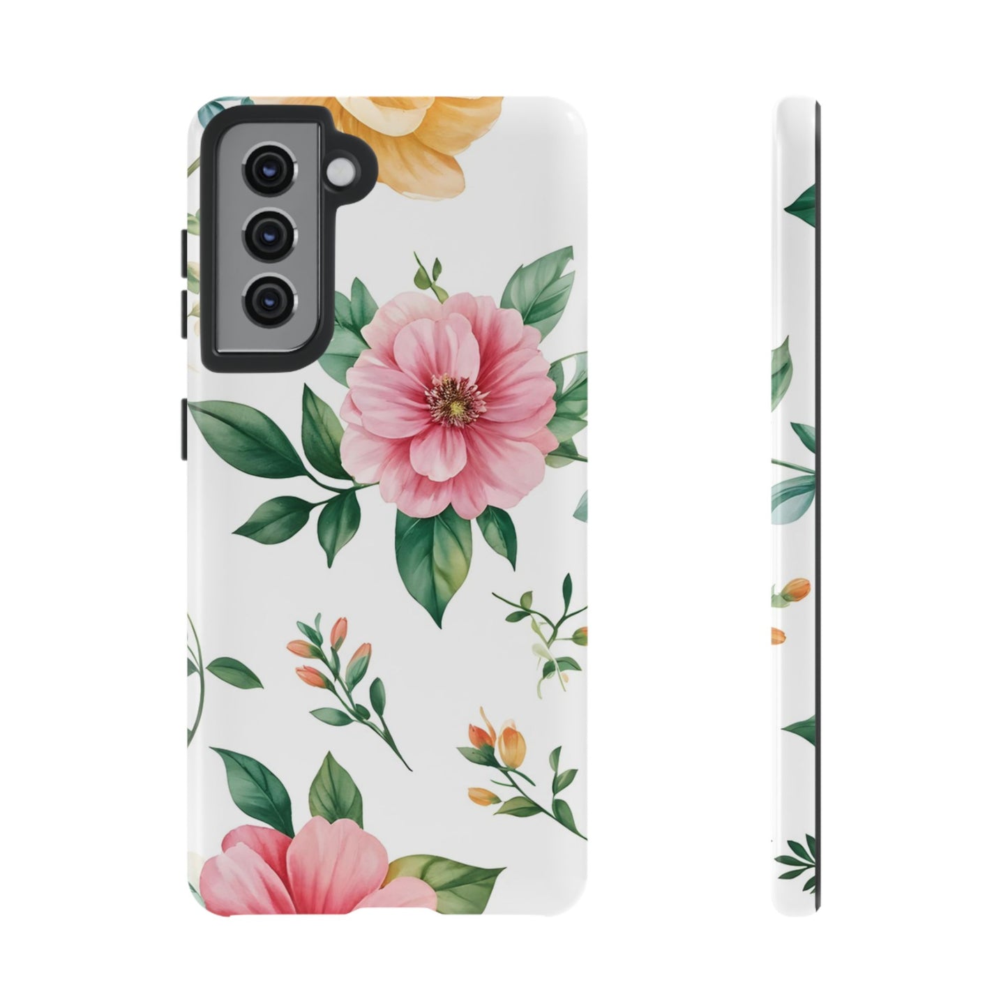 Floral Tough Phone Case — Pink Peony Protective Phone Cover
