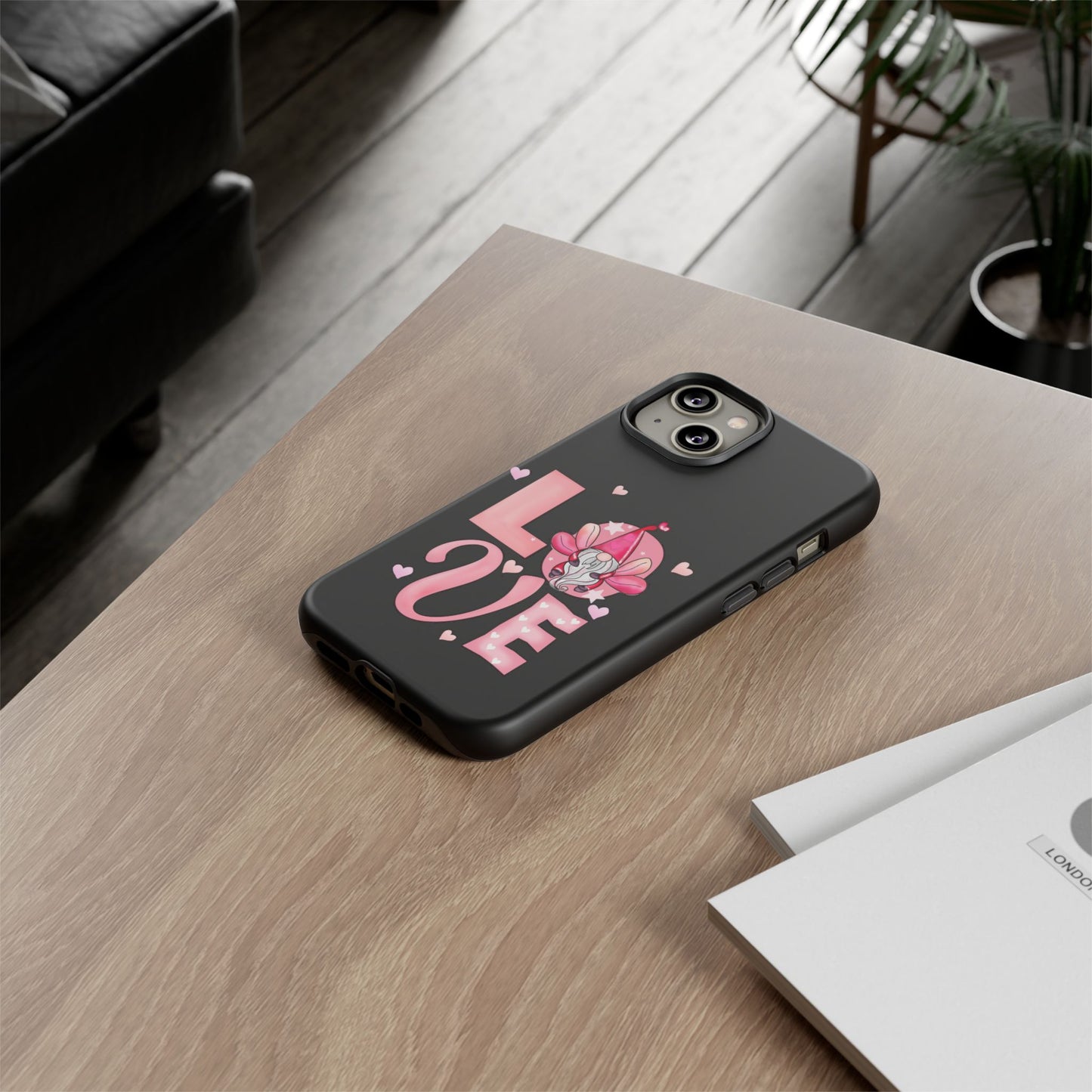 Love Gnome Phone Case — Cute Pink Heart Valentines Protective Case
