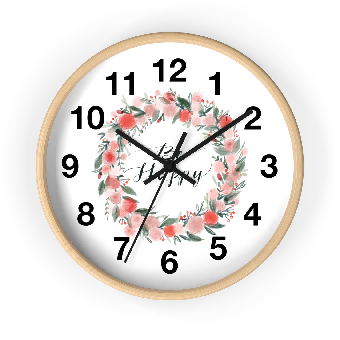 Floral Motivational Wall Clock | Home Decor | Gift for Her | Positive Quote Decor | Pink Wreath Design | Living Room Decor