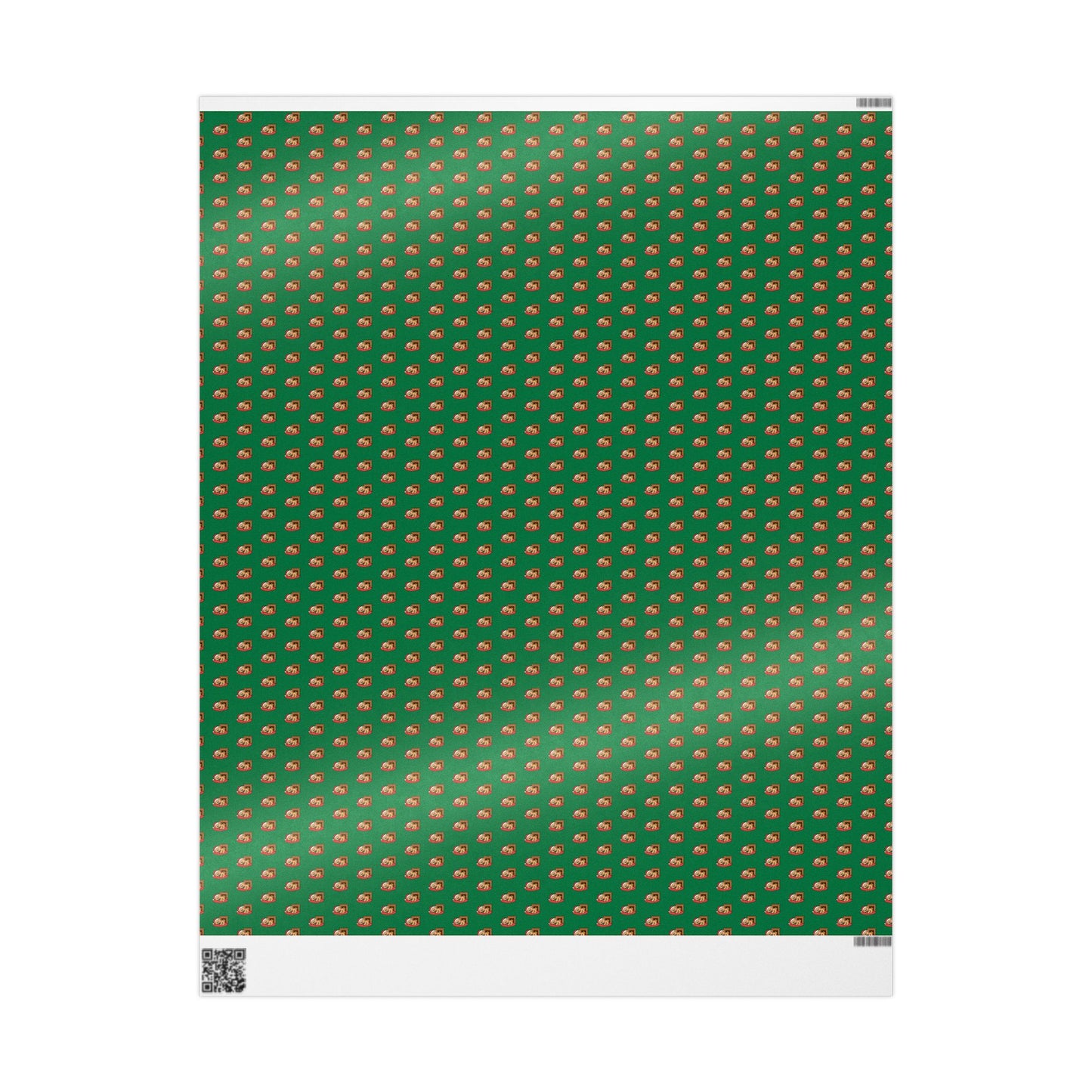 Christmas Green Wrapping Paper Roll with Festive Santa Face Pattern