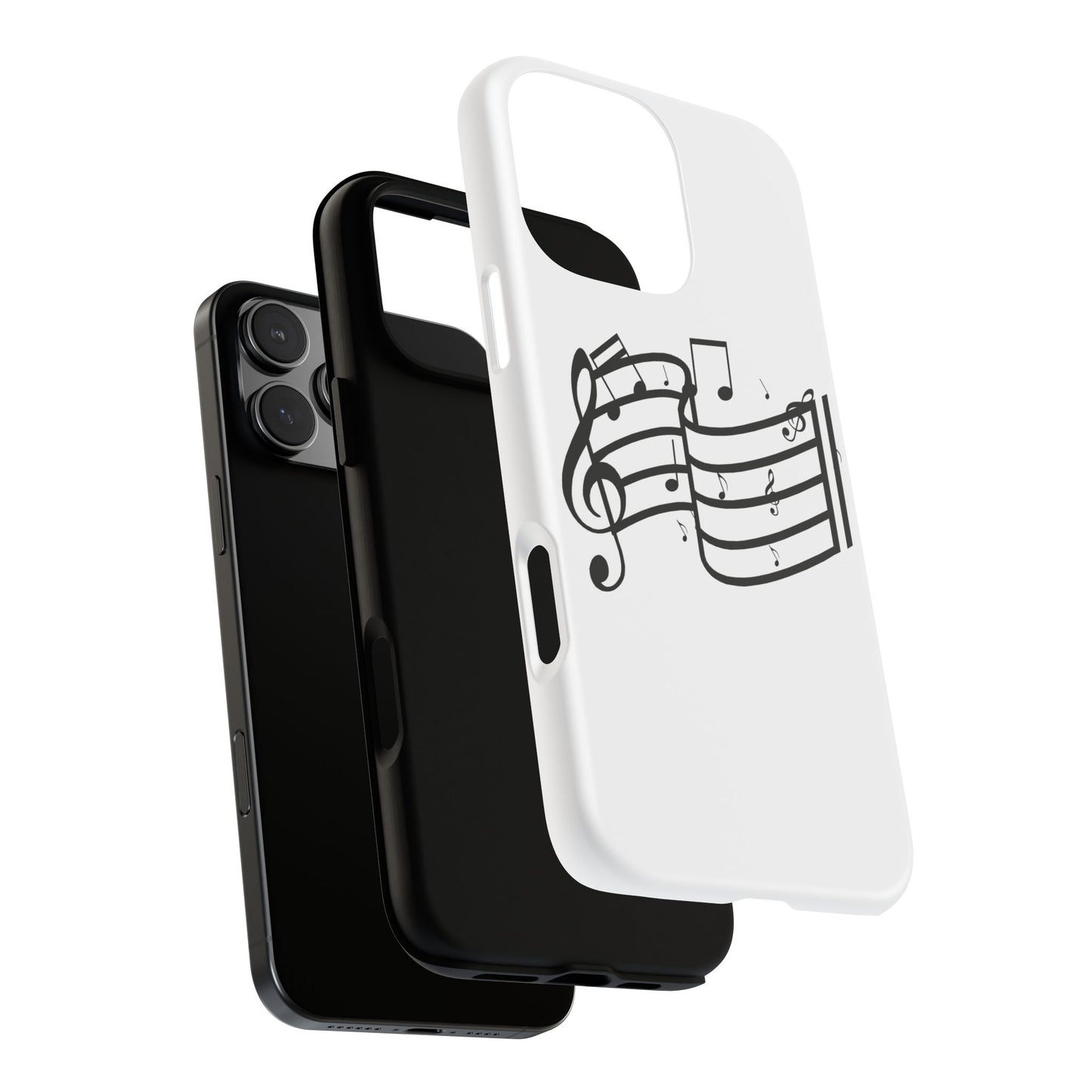 Musical Notes Phone Case — Black Treble Clef Music Staff Tough Case