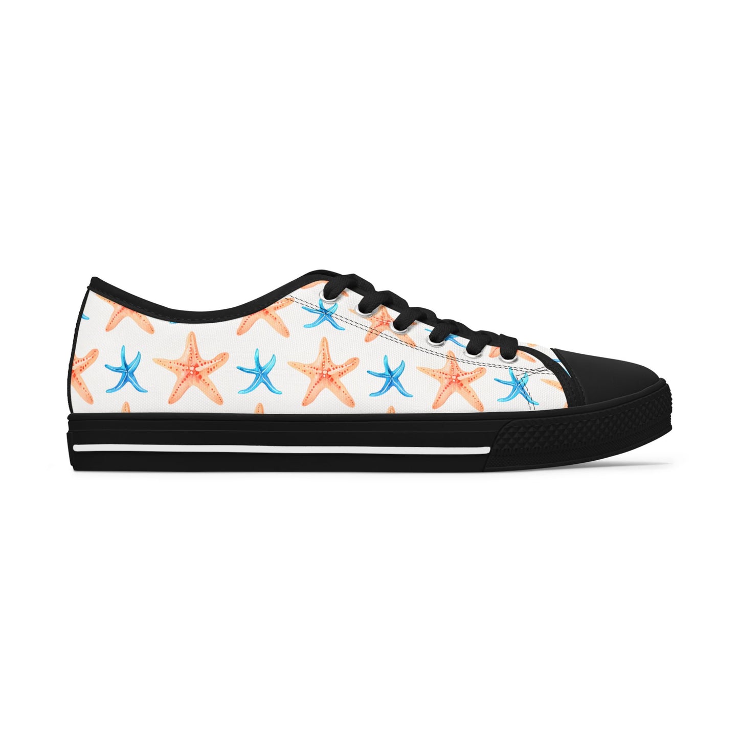 Starfish Print Sneakers — Beachy Low-Top Canvas Shoes