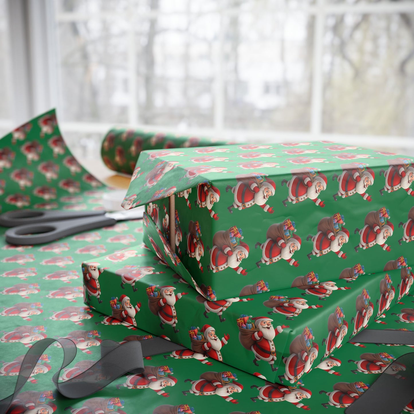 Christmas Dachshund Wrapping Paper — Green Santa Dog Gift Wrap