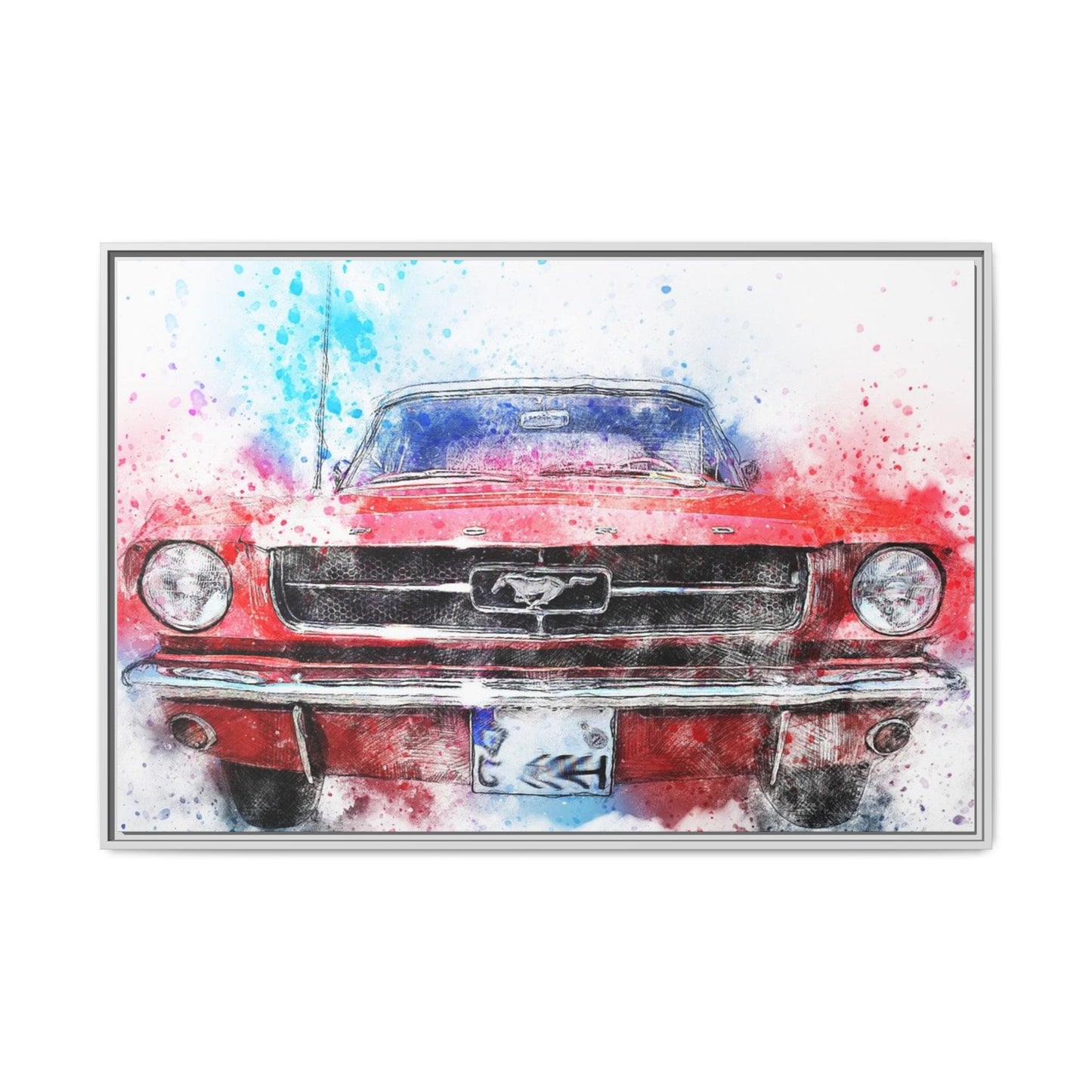 Matte Canvas, Framed Mustang Car
