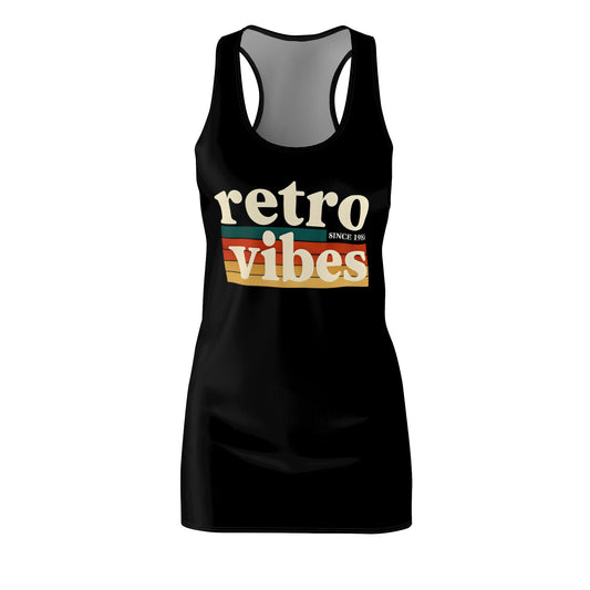 Retro Vibes Women's Racerback Dress, Trendy Summer Dress, Perfect for Festivals, Casual Wear, Birthday Gift, Vacation Outfit