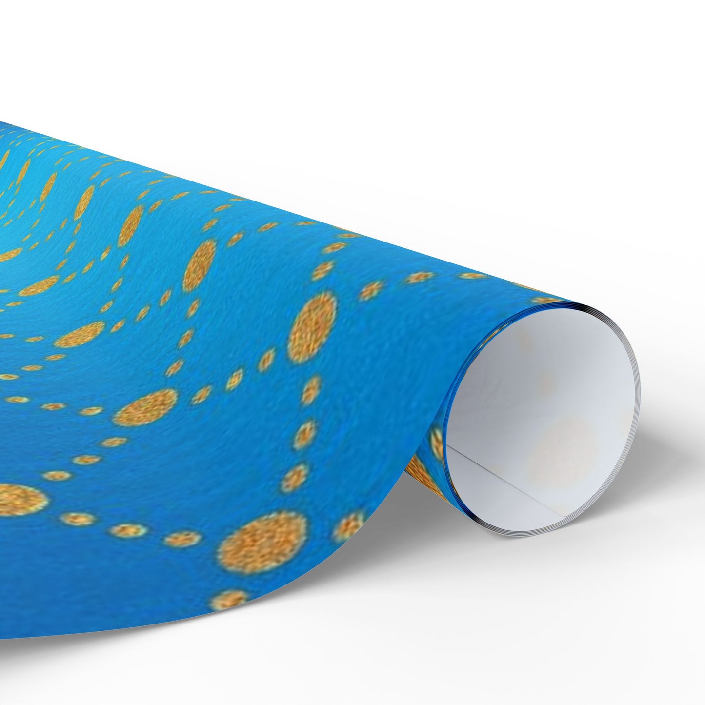 Blue Gold Dotted Swirl Wrapping Paper Roll — Decorative Gift Wrap