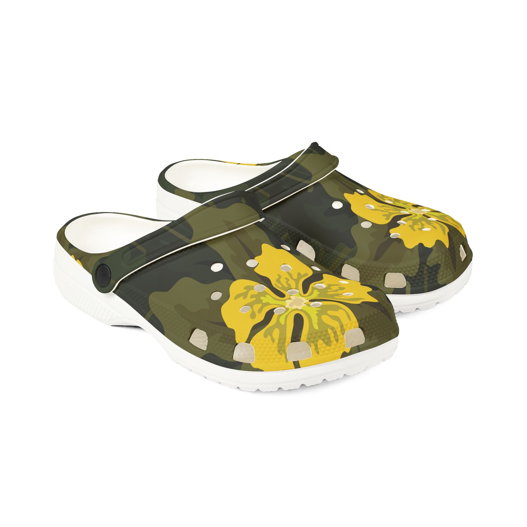 Yellow Floral Camo Clogs — EVA Foam Garden Shoes