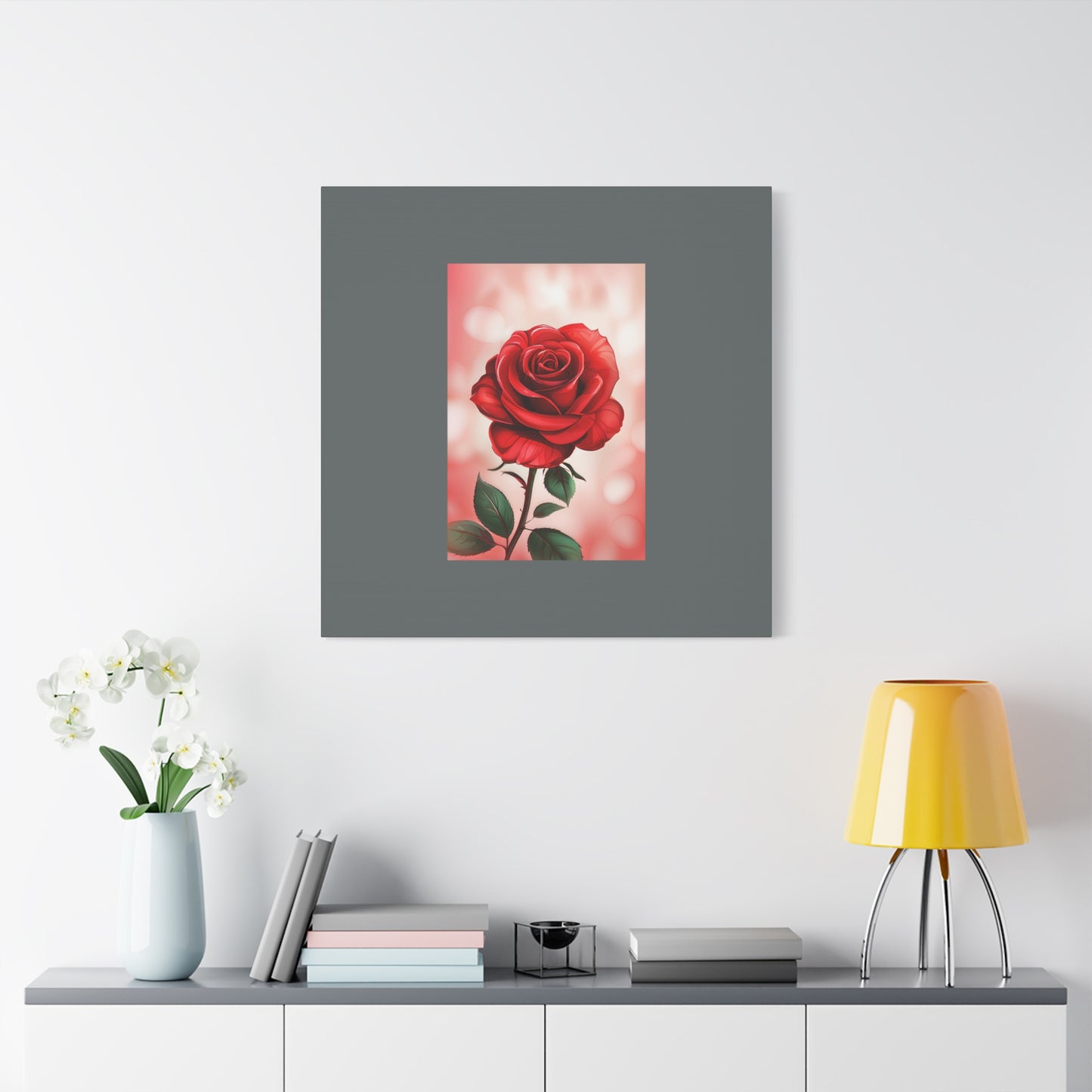 Red Rose Vertical Matte Canvas Print — Romantic Floral Wall Art