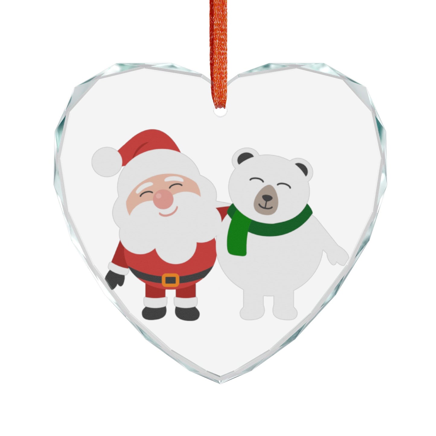 Crystal Heart Ornament — Cute Santa & Polar Bear Christmas Decoration