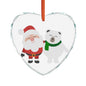 Crystal Heart Ornament — Cute Santa & Polar Bear Christmas Decoration