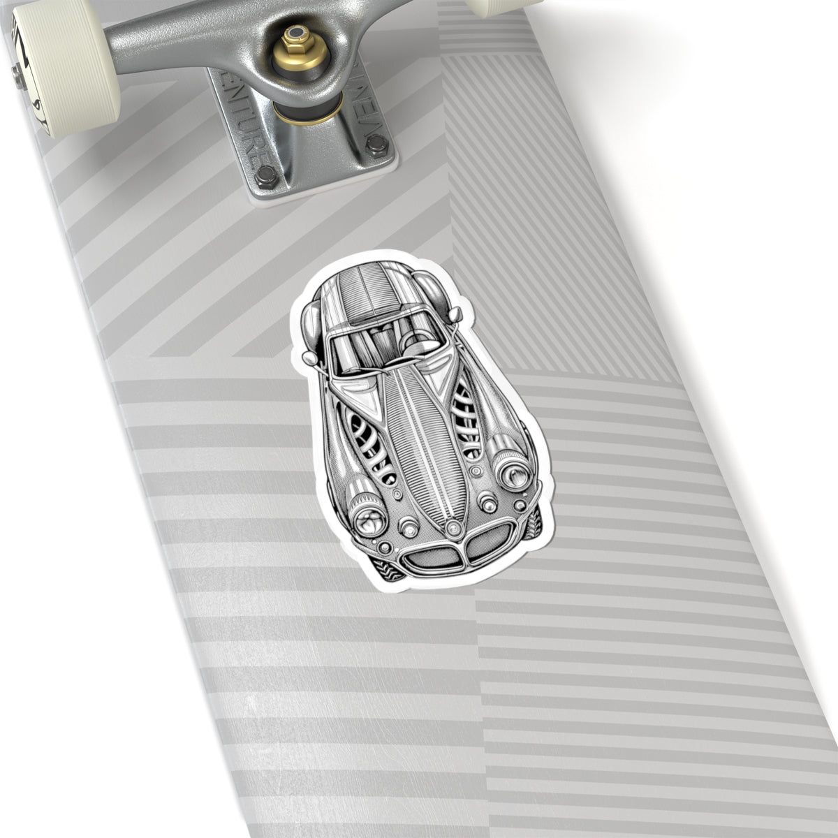Vintage Sports Car Sticker — Detailed Monochrome Auto Illustration (Kiss-Cut)