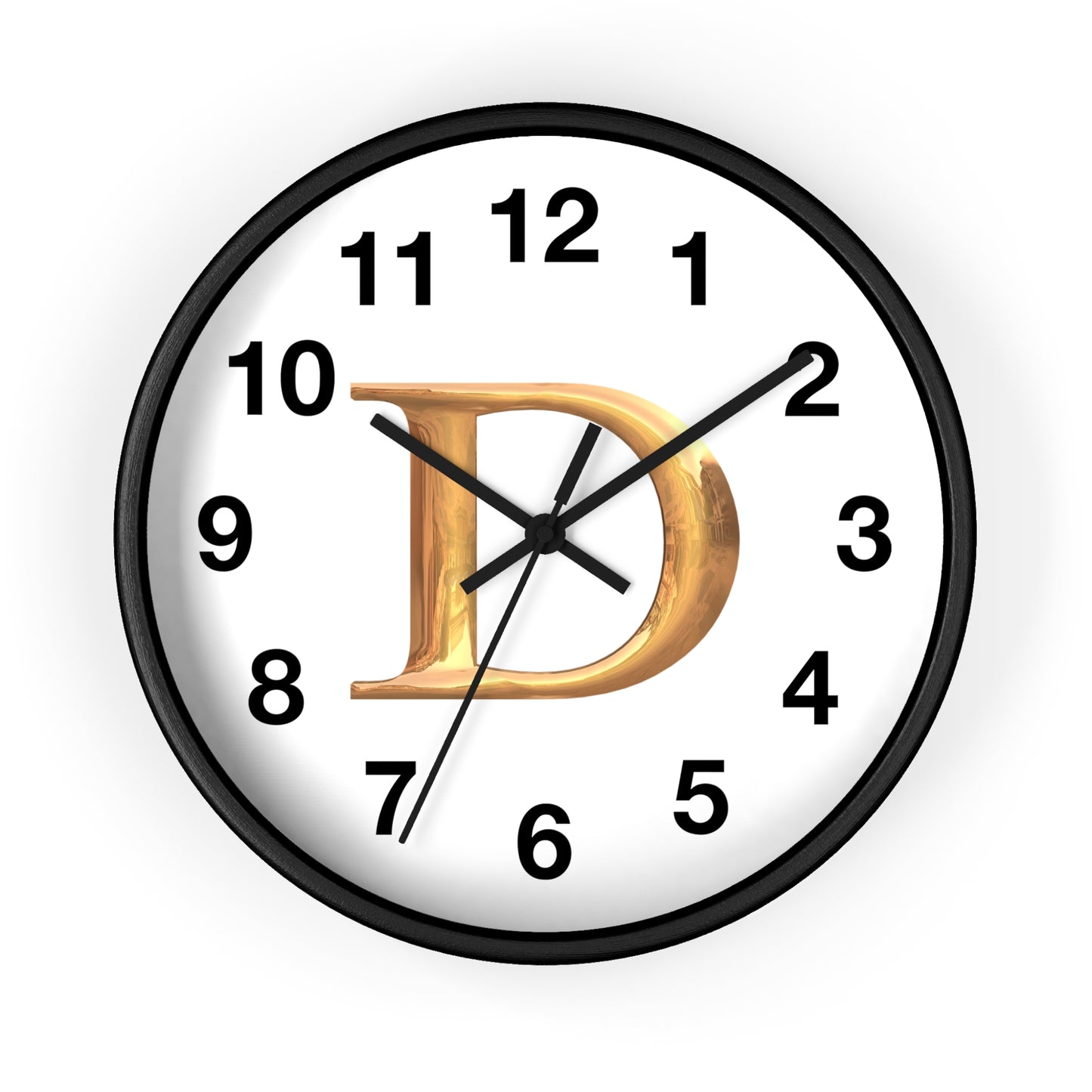Elegant Initial D Wall Clock, Personalized Home Decor, Modern Timepiece, Gift for Her, Study Room Wall Art, Unique Design