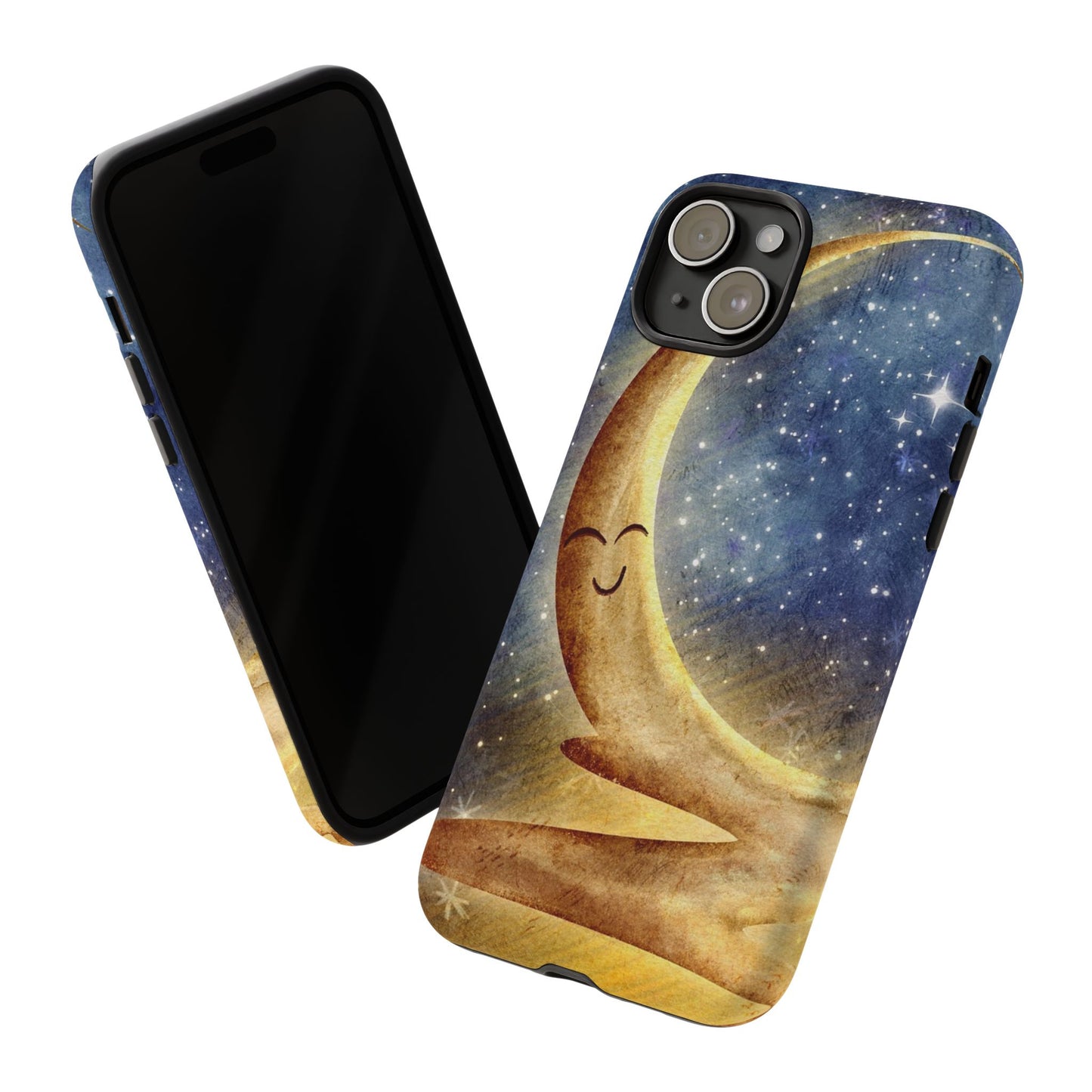 Moonlit Smile Phone Case — Starry Night Crescent Moon iPhone Cover