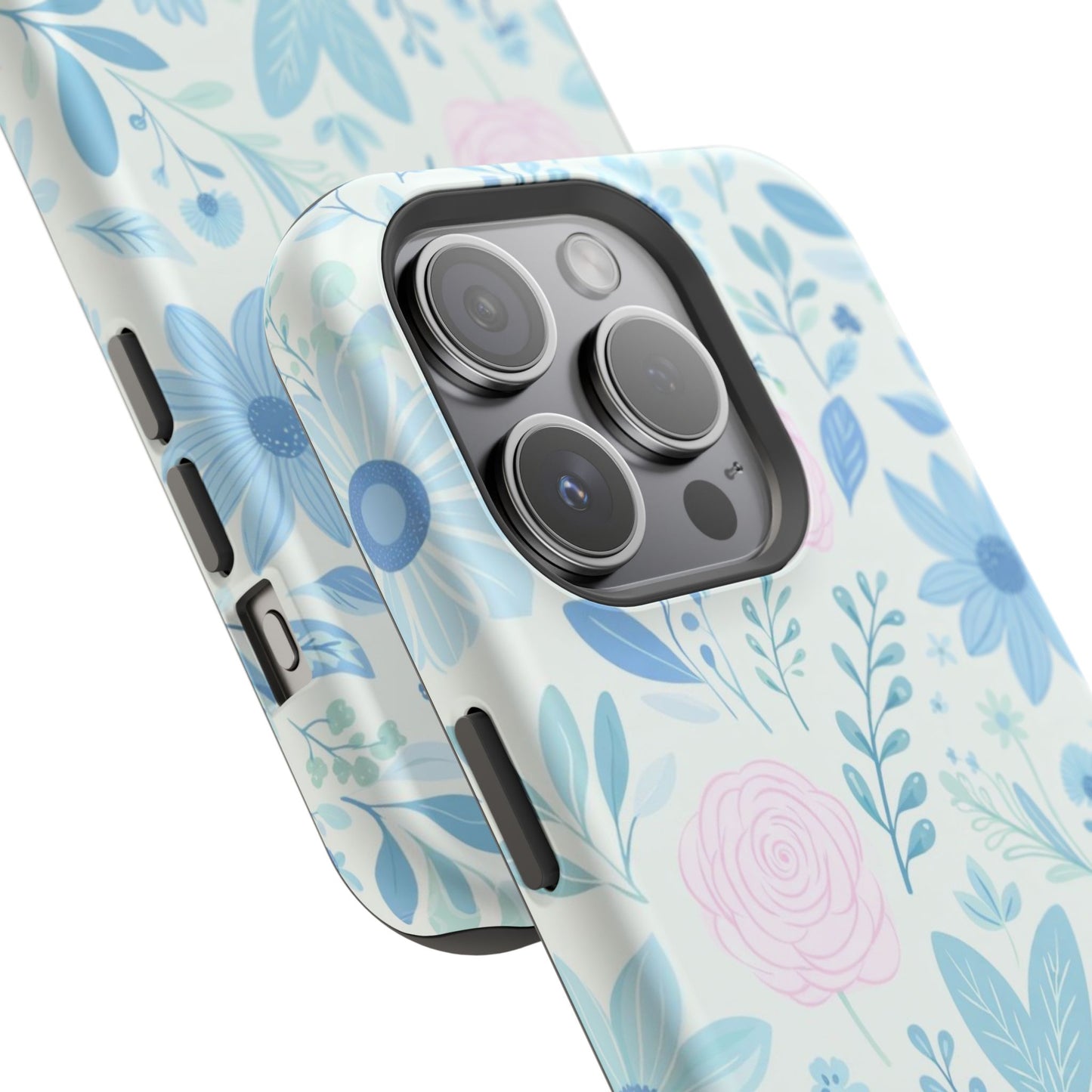 Floral Pastel Magnetic Impact Phone Case — Blue & Pink Botanical Design