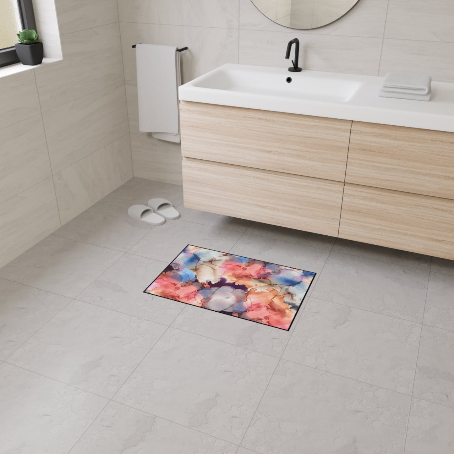 Abstract Watercolor Heavy-Duty Floor Mat — Non-Slip Entry Rug for Home & Office