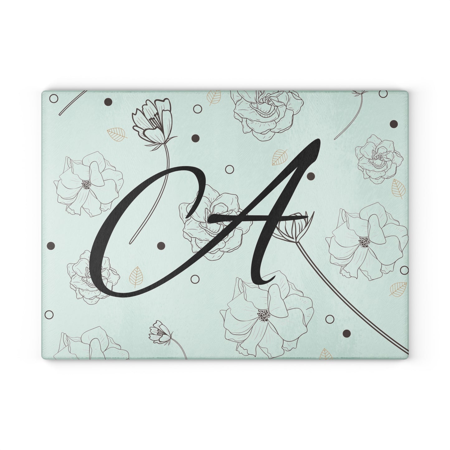 Personalized Floral Glass Cutting Board - Letter A