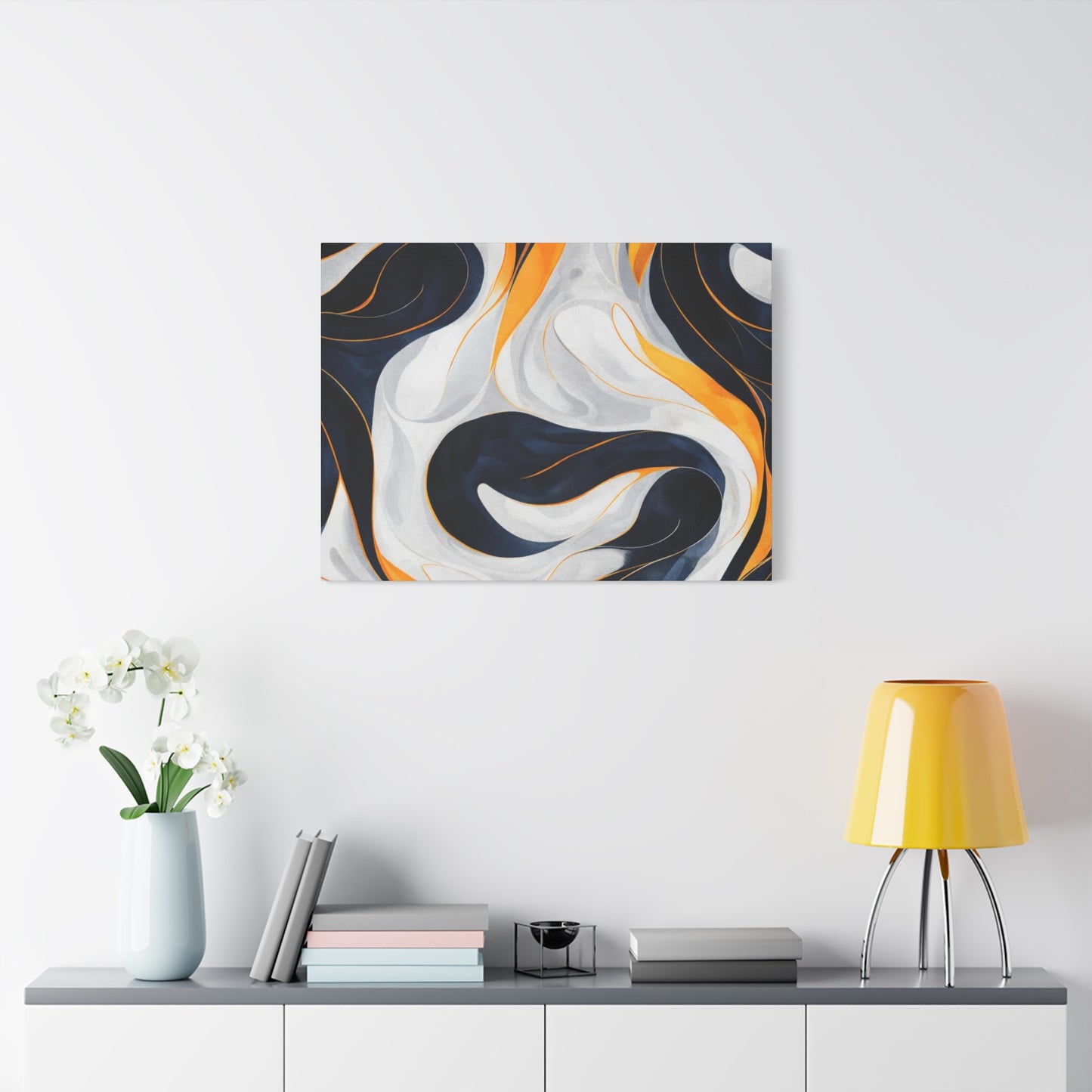 Abstract Navy & Gold Swirl Matte Canvas Wall Art