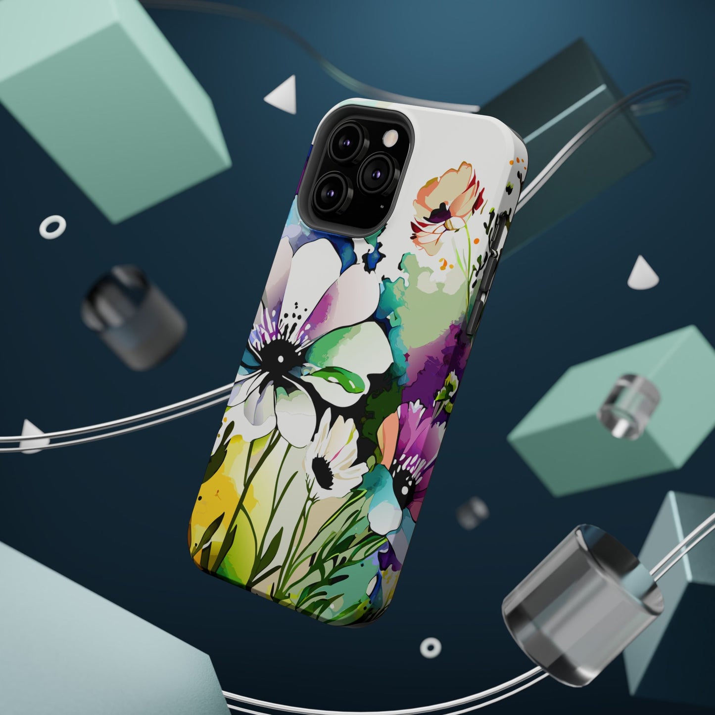 Floral Watercolor Magnetic Phone Case — Impact‑Resistant Protective Cover