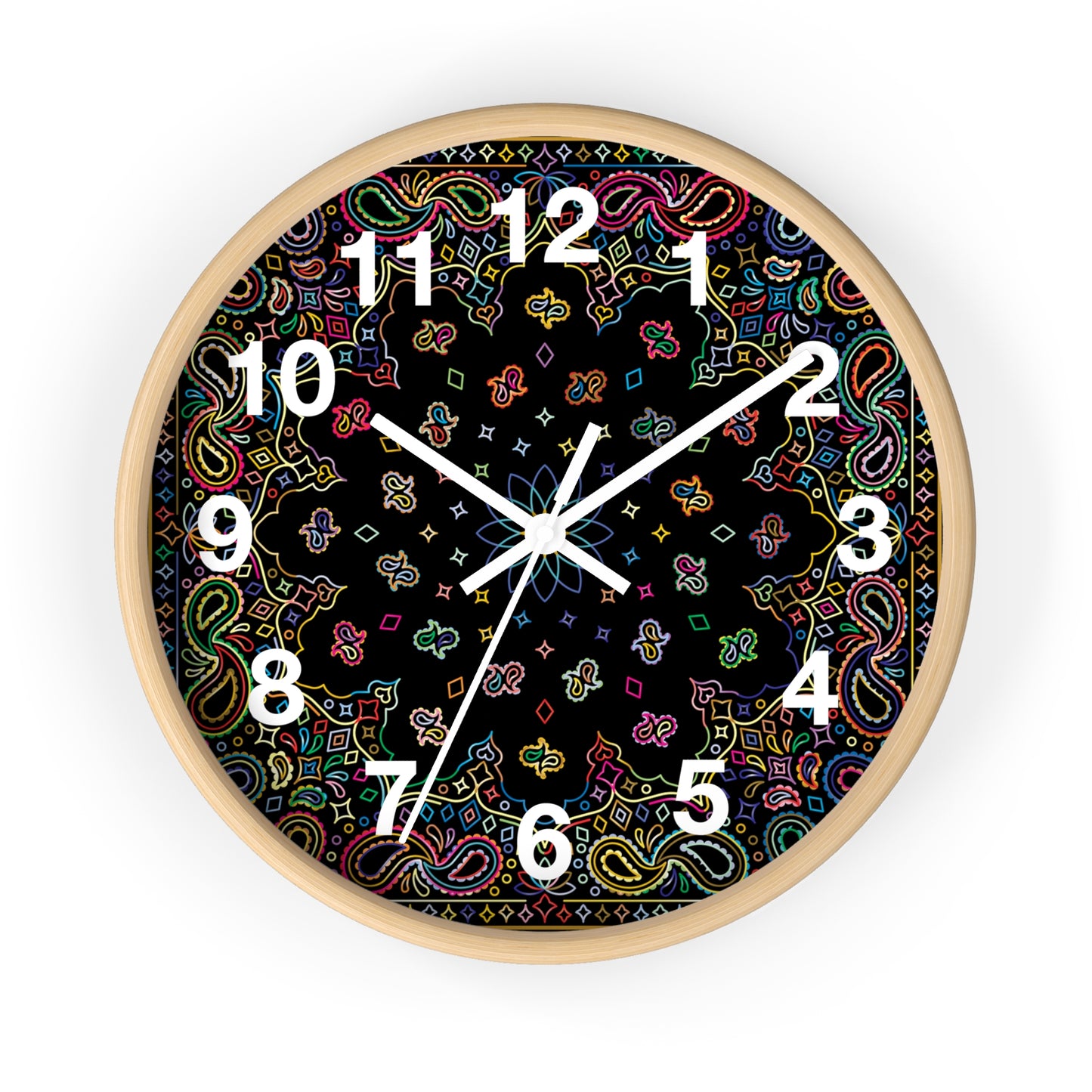 Colorful Mandala Wall Clock Boho Home Decor